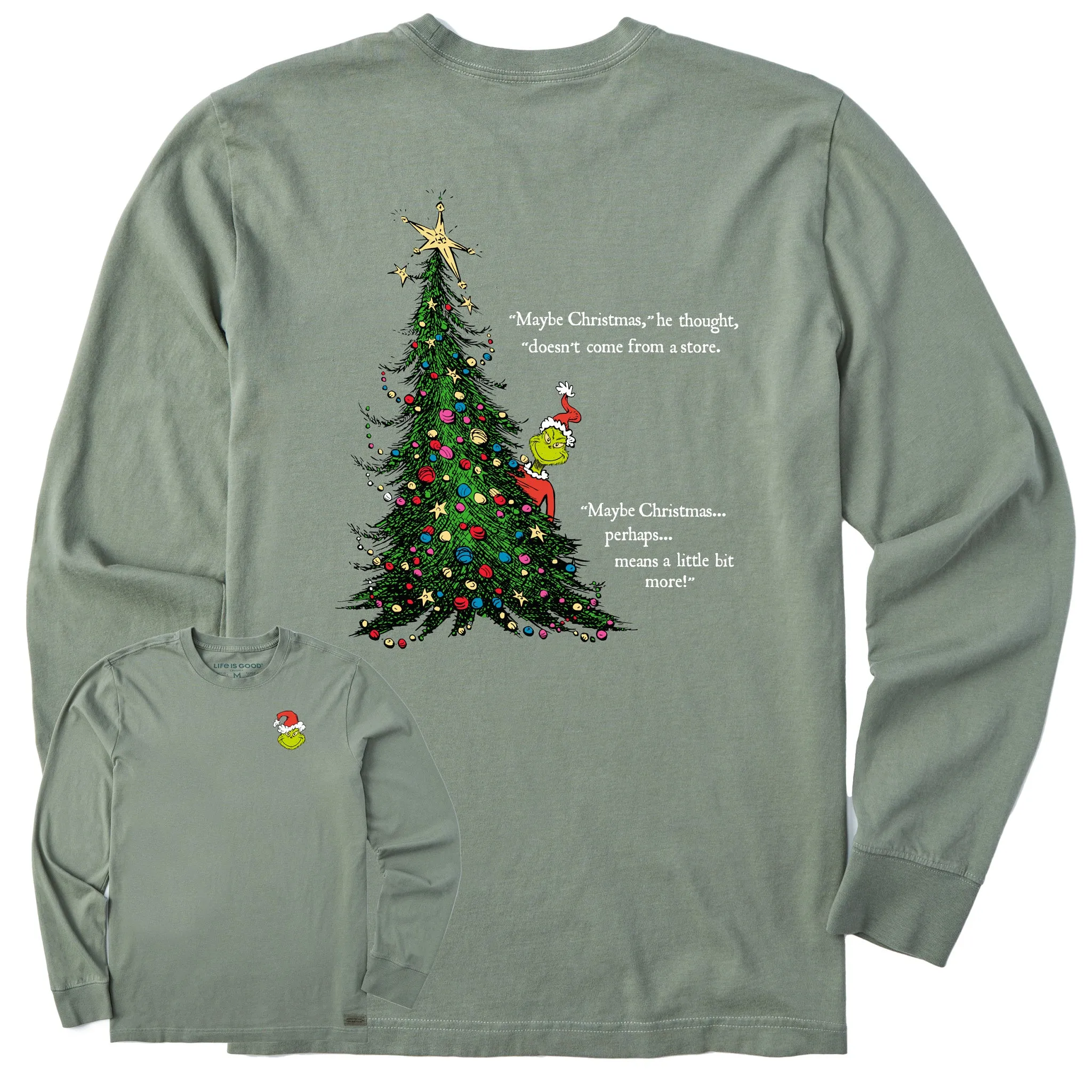 Men's Grinch Christmas Means More Long Sleeve Crusher Tee Life is Good