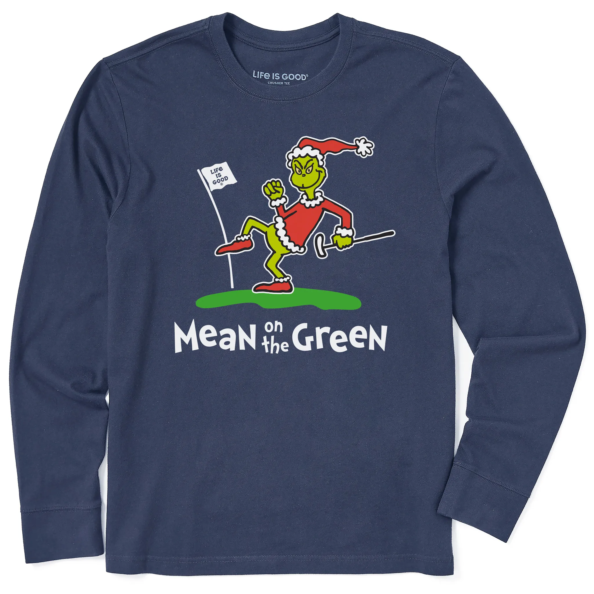 Men's Grinch Mean on the Green Long Sleeve Crusher Tee Life is Good