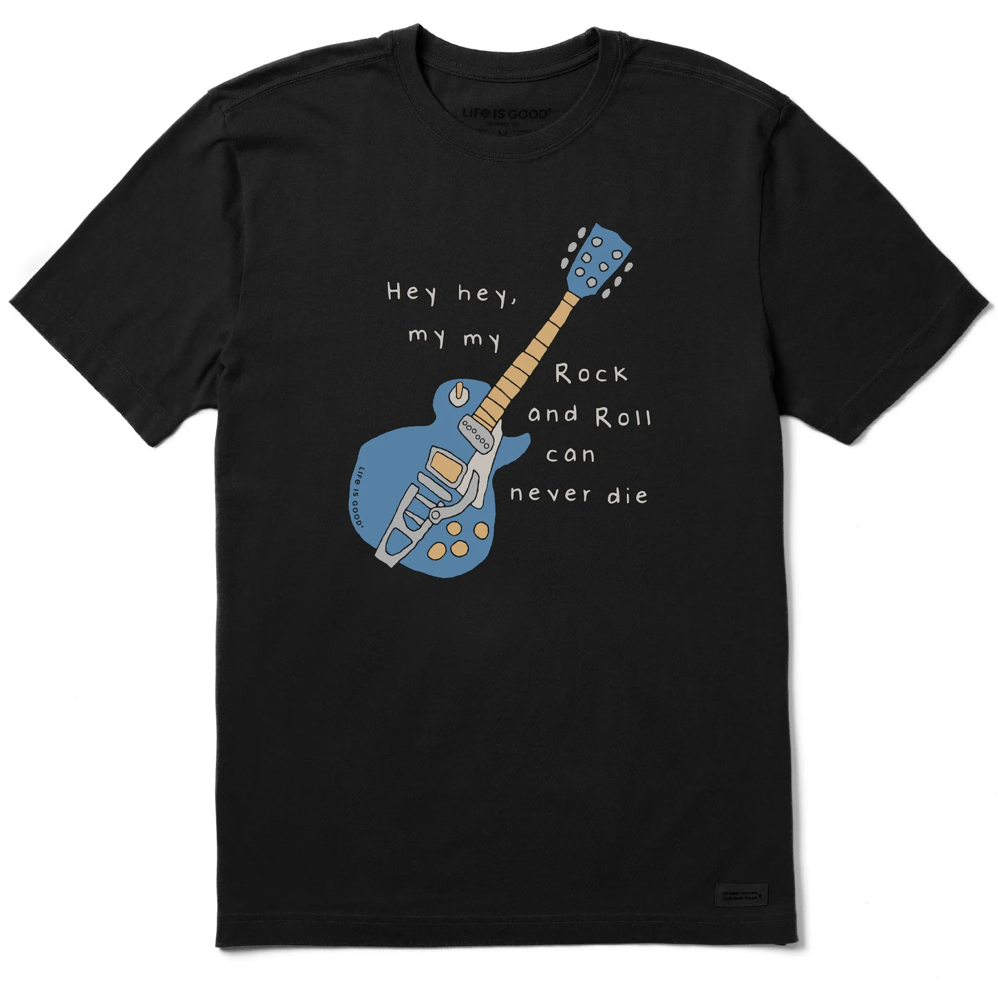 Men's Guitar Rock & Roll Can Never Die Short Sleeve Tee Life is Good