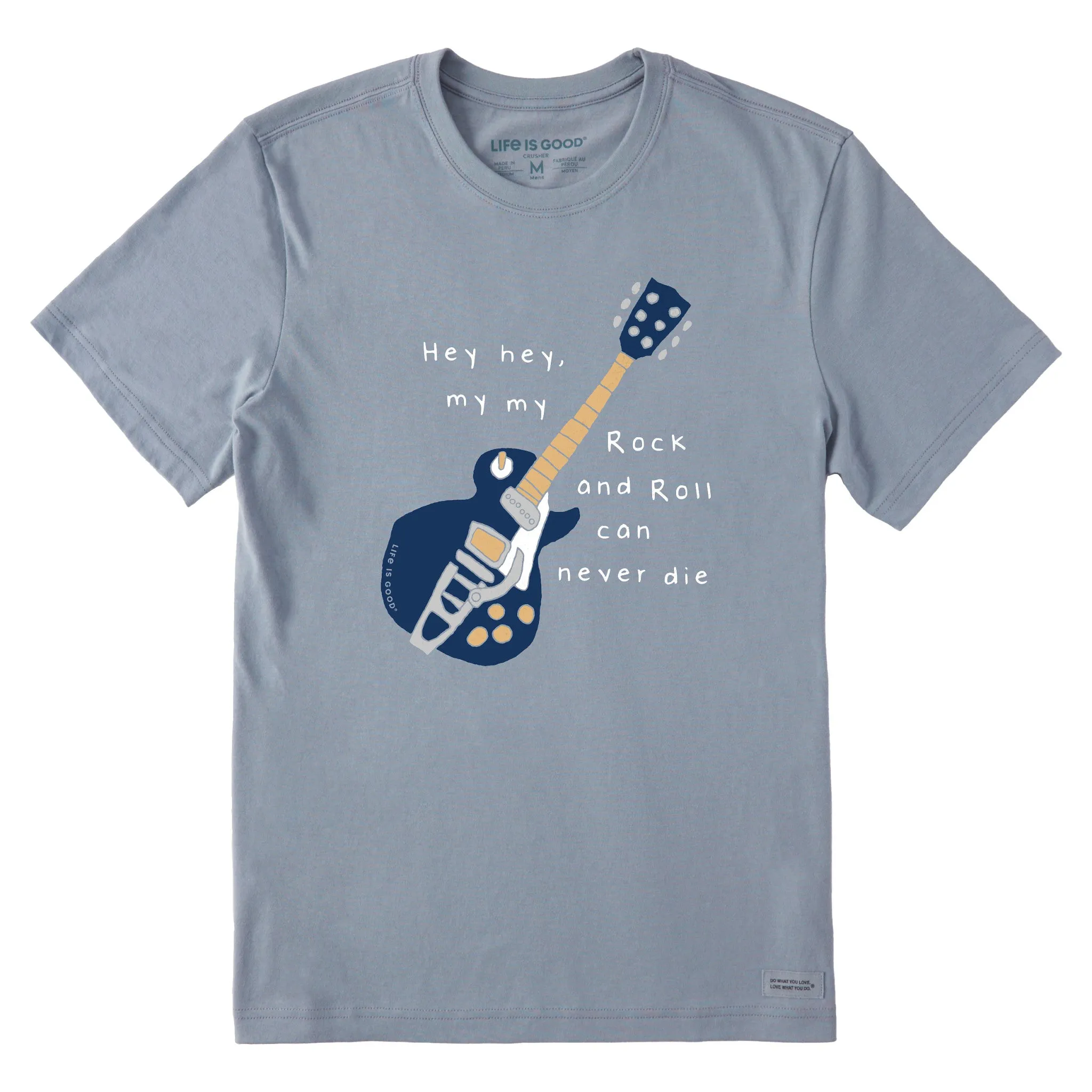 Men's Guitar Rock & Roll Can Never Die Short Sleeve Tee Life is Good