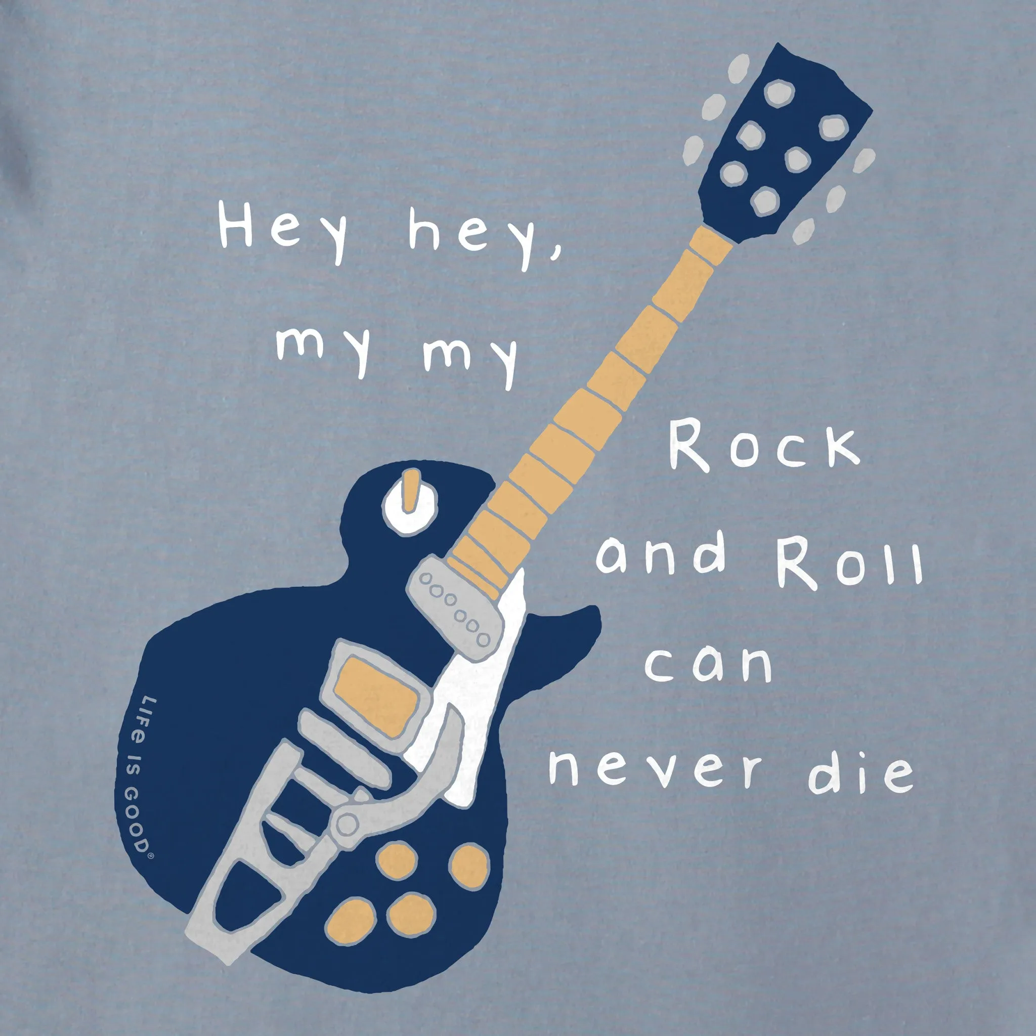 Men's Guitar Rock & Roll Can Never Die Short Sleeve Tee Life is Good