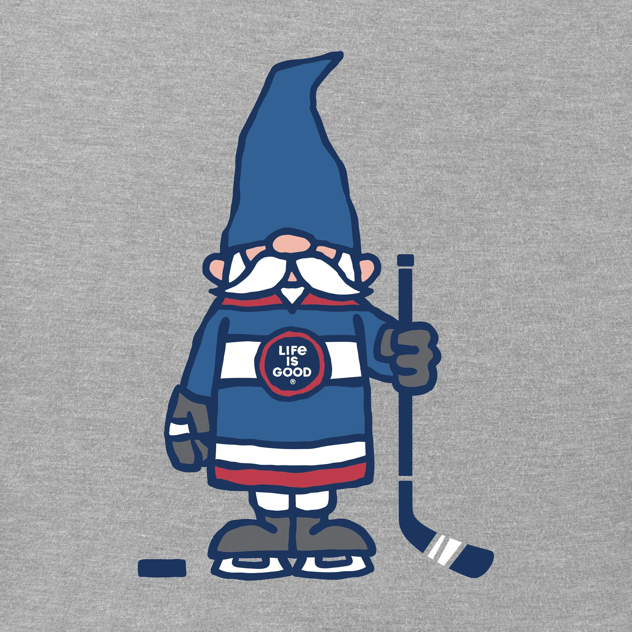 Men's Hockey Gnome Long Sleeve Crusher Tee Life is Good