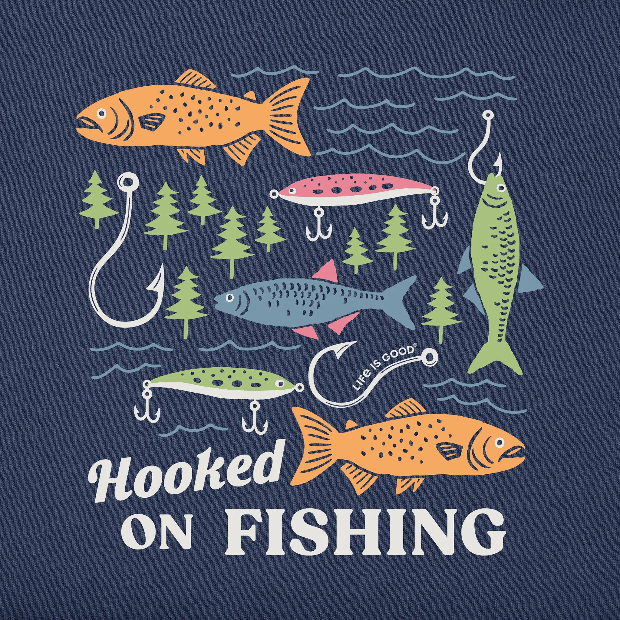 Men's Hooked on Fishing Short Sleeve Tee Life is Good