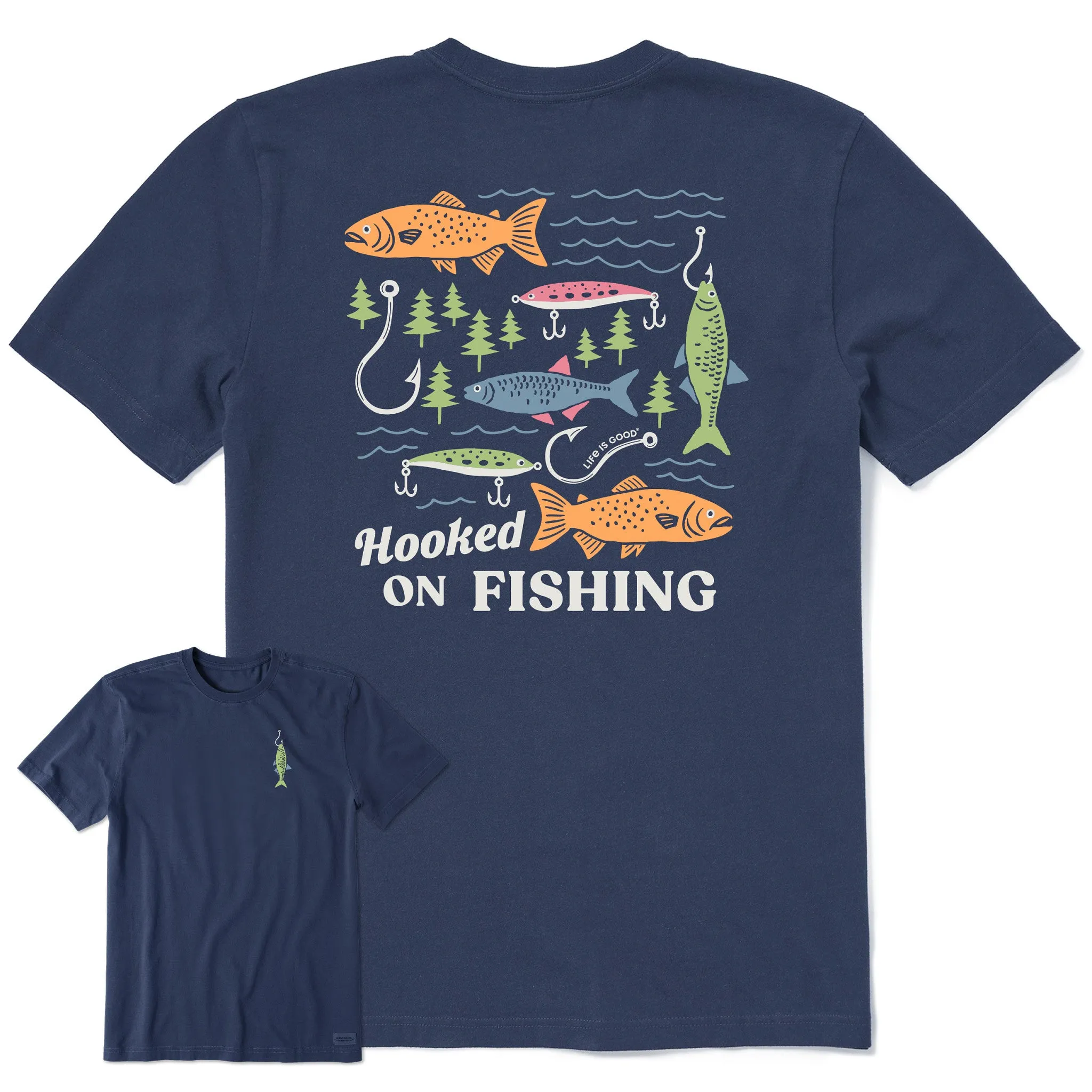 Men's Hooked on Fishing Short Sleeve Tee Life is Good