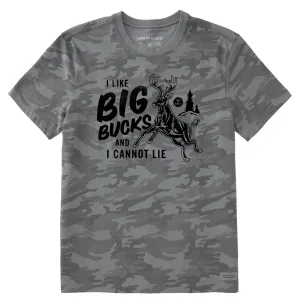 Men's I like Big Bucks Short Sleeve Allover Printed Crusher Tee Life is Good