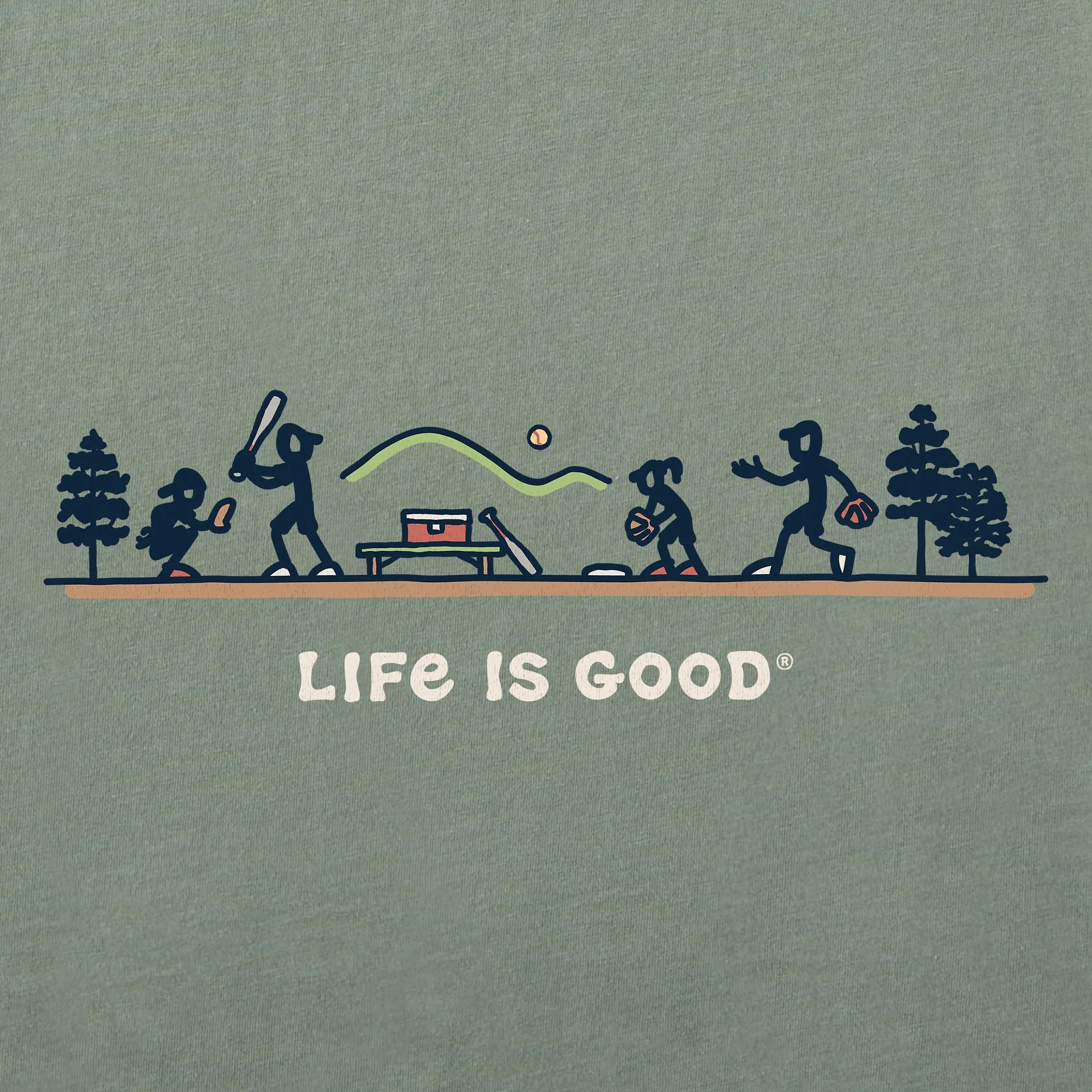 Men's Jake & Rocket Softball Vista Short Sleeve Tee Life is Good