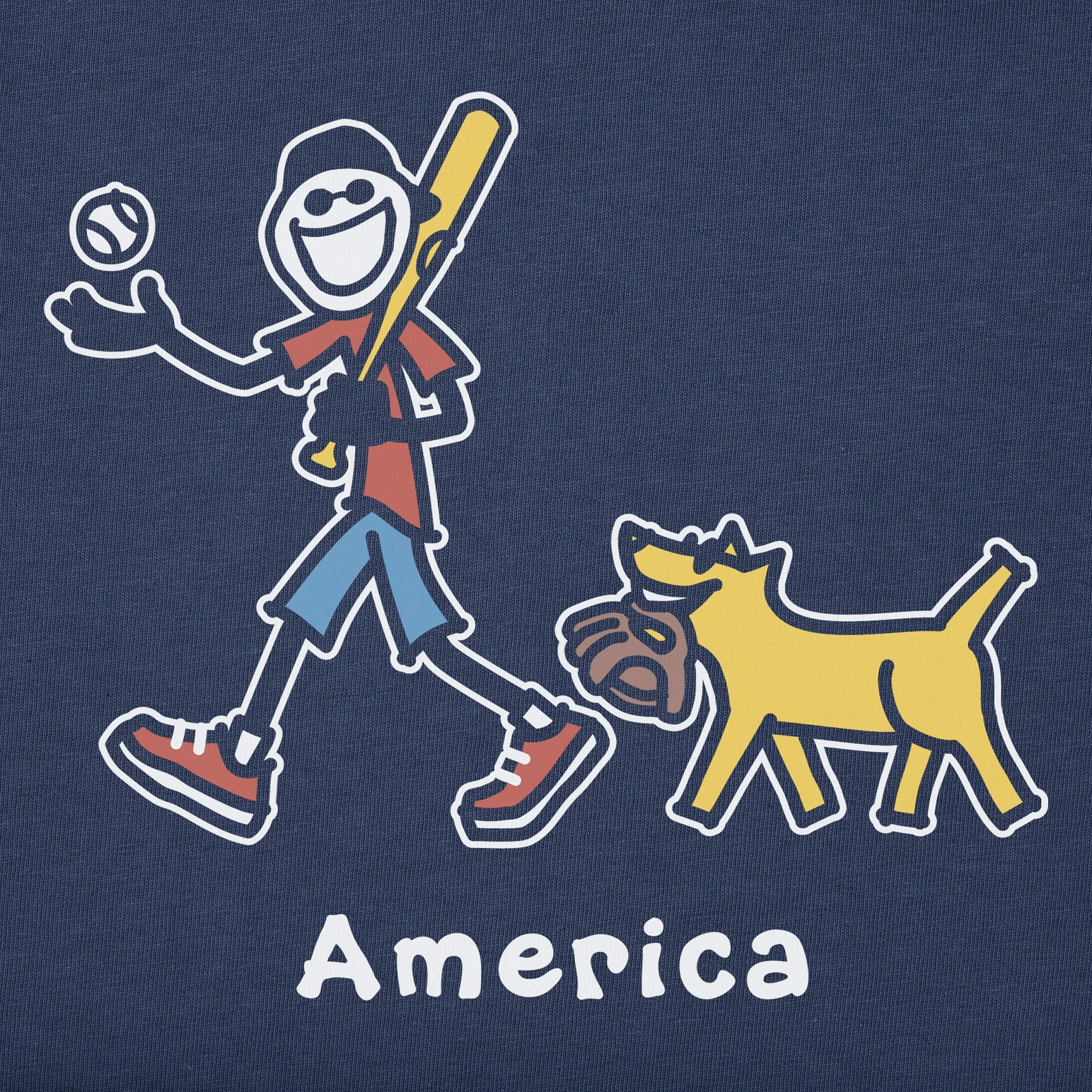 Men's Jake and Rocket Baseball America Short Sleeve Crusher Tee Life is Good