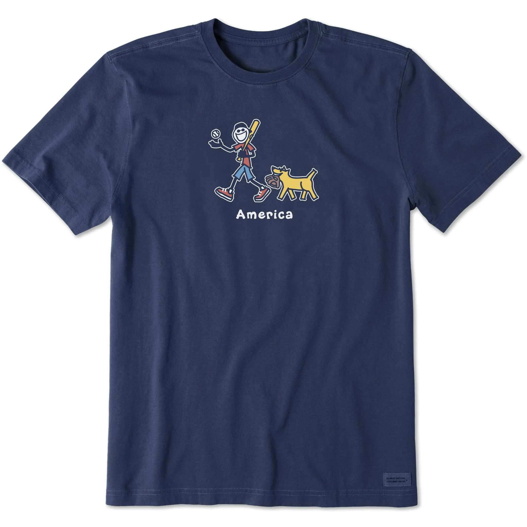 Men's Jake and Rocket Baseball America Short Sleeve Crusher Tee Life is Good