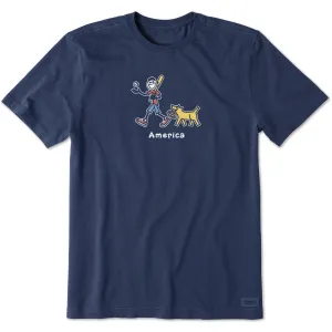 Men's Jake and Rocket Baseball America Short Sleeve Crusher Tee Life is Good