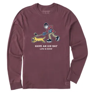 Men's Jake and Rocket Ice Skating Long Sleeve Crusher Tee Life is Good