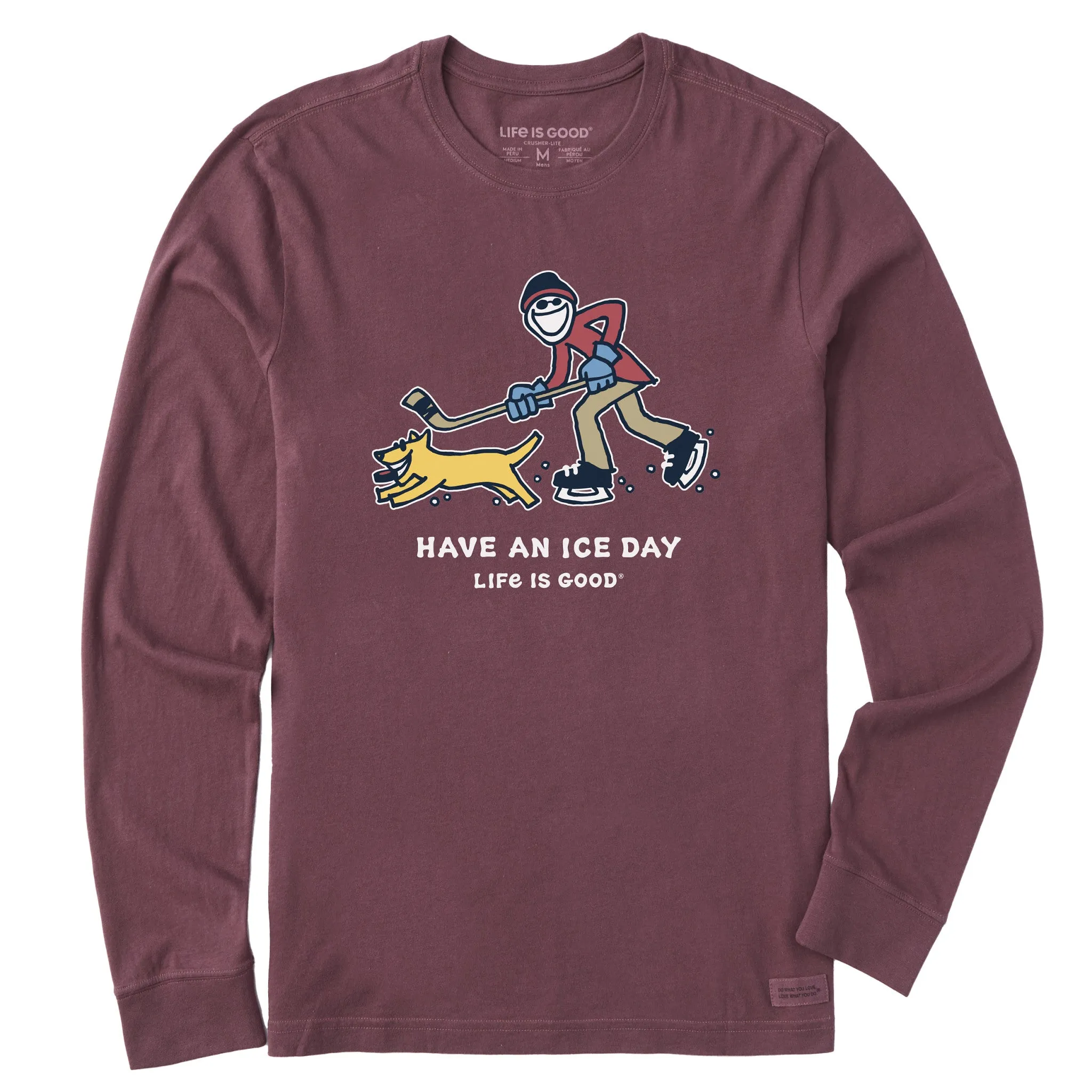 Men's Jake and Rocket Ice Skating Long Sleeve Crusher Tee Life is Good