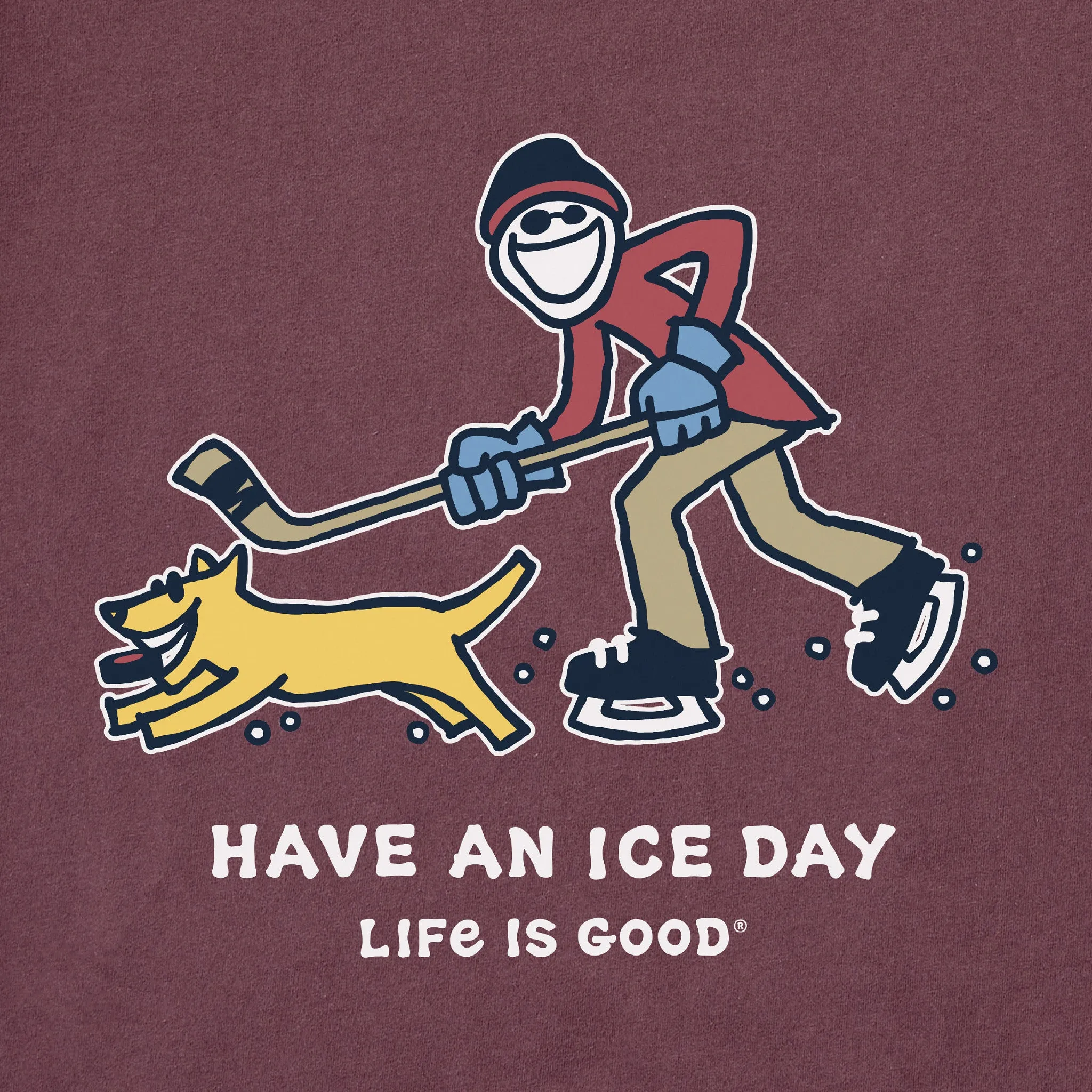 Men's Jake and Rocket Ice Skating Long Sleeve Crusher Tee Life is Good