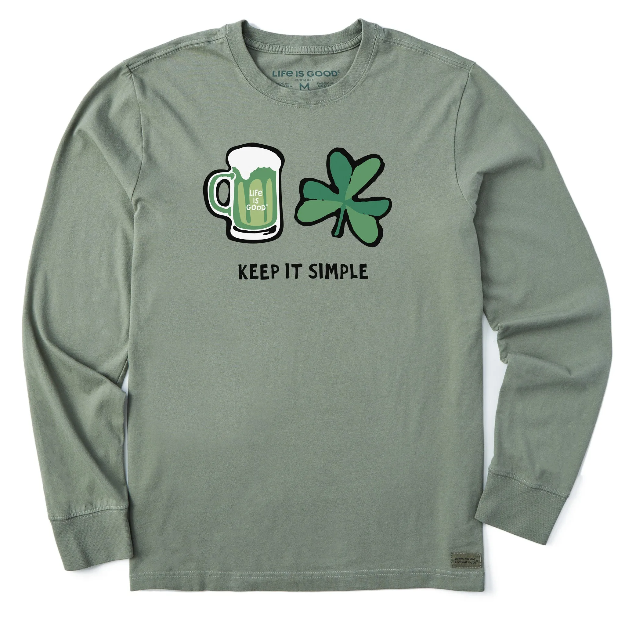 Men's Keep it Simple Beer & Clover Long Sleeve Crusher Tee Life is Good