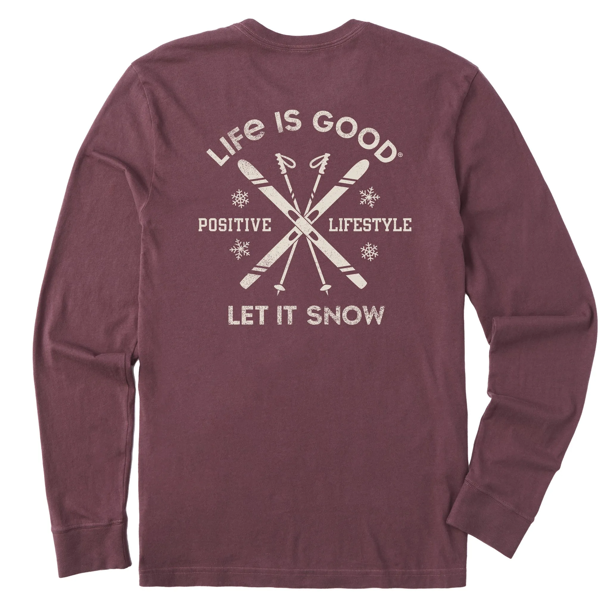 Men's Let it Snow Ski Long Sleeve Crusher Tee Life is Good