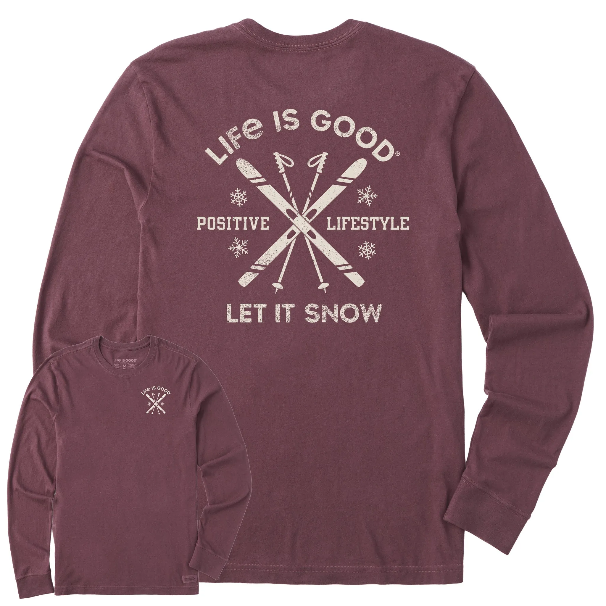 Men's Let it Snow Ski Long Sleeve Crusher Tee Life is Good