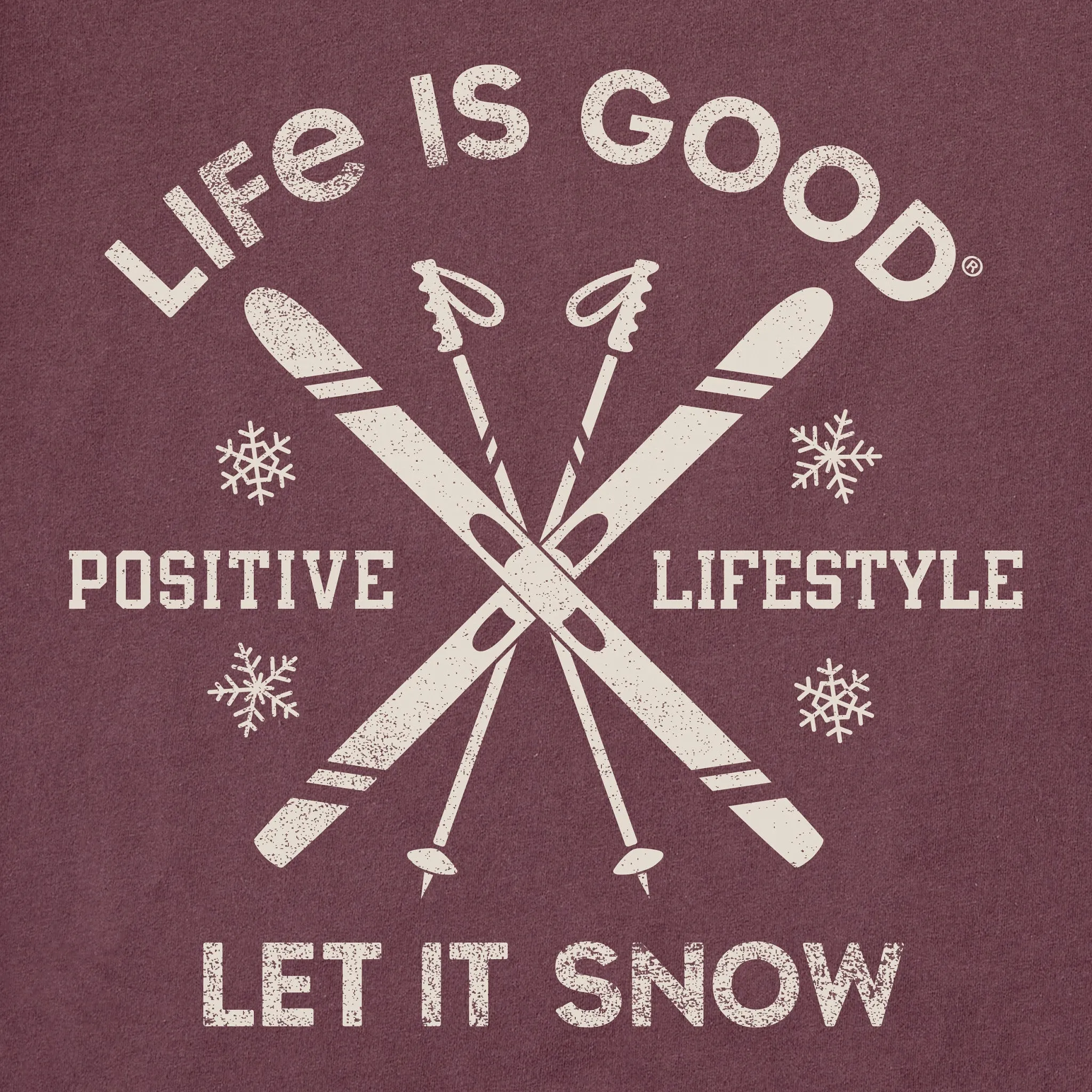 Men's Let it Snow Ski Long Sleeve Crusher Tee Life is Good