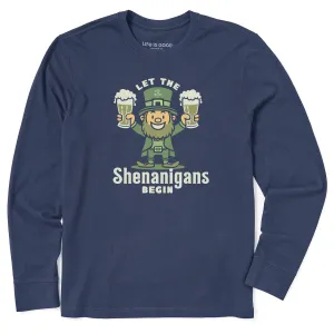 Men's Let the Shenanigans Begin Leprechaun Long Sleeve Crusher Tee Life is Good