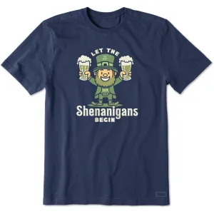 Men's Let the Shenanigans Begin Leprechaun Short Sleeve Crusher Tee Life is Good