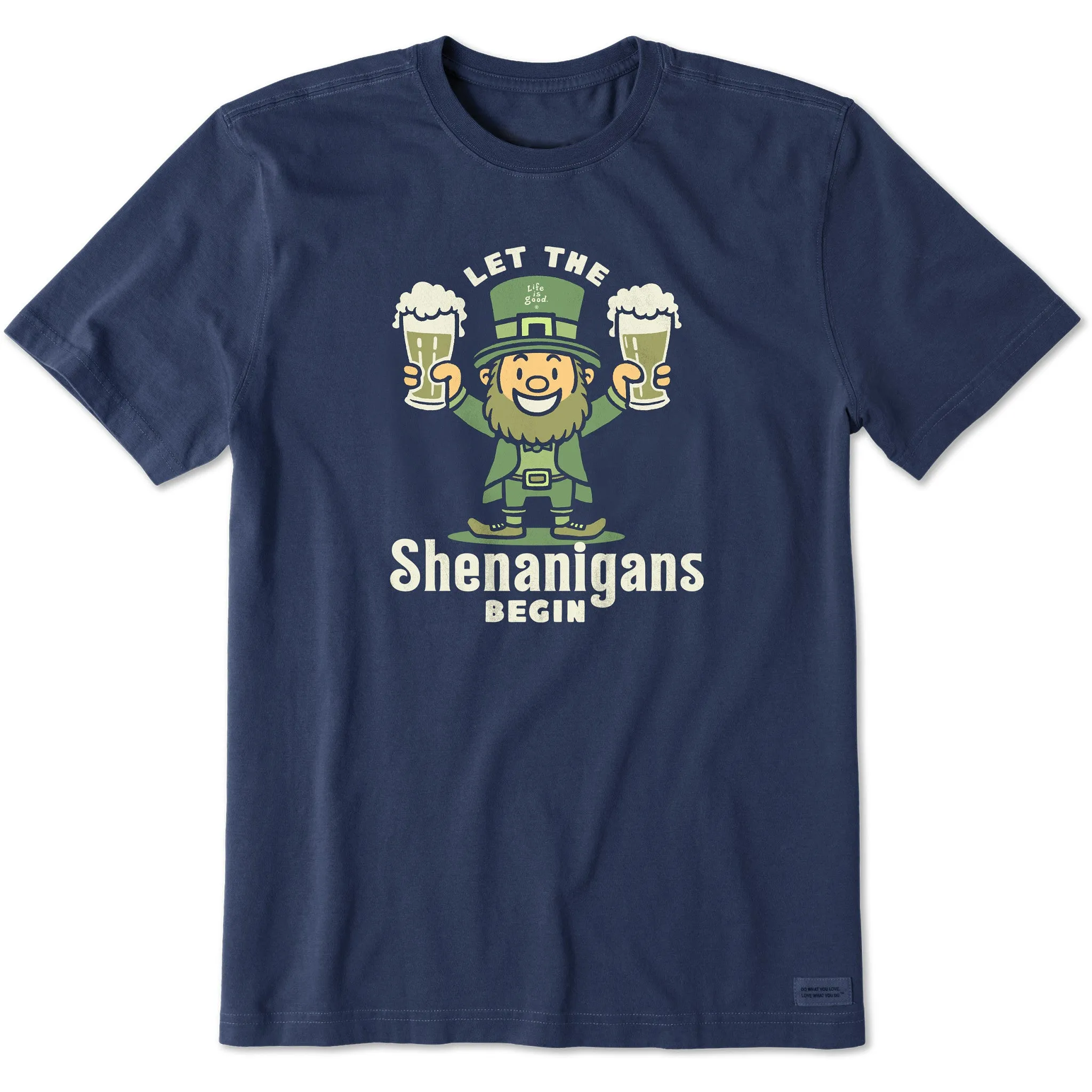 Men's Let the Shenanigans Begin Leprechaun Short Sleeve Crusher Tee Life is Good