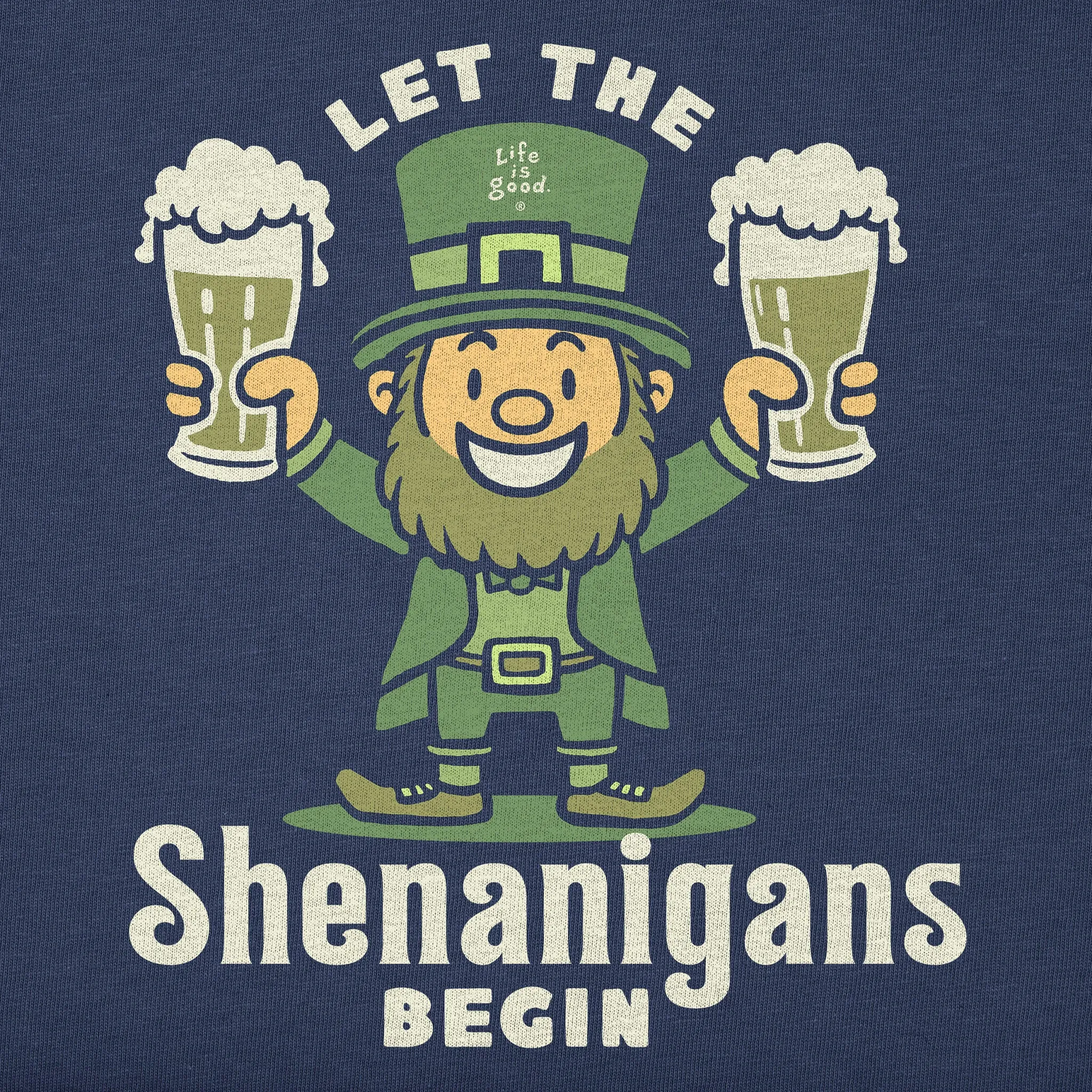 Men's Let the Shenanigans Begin Leprechaun Short Sleeve Crusher Tee Life is Good