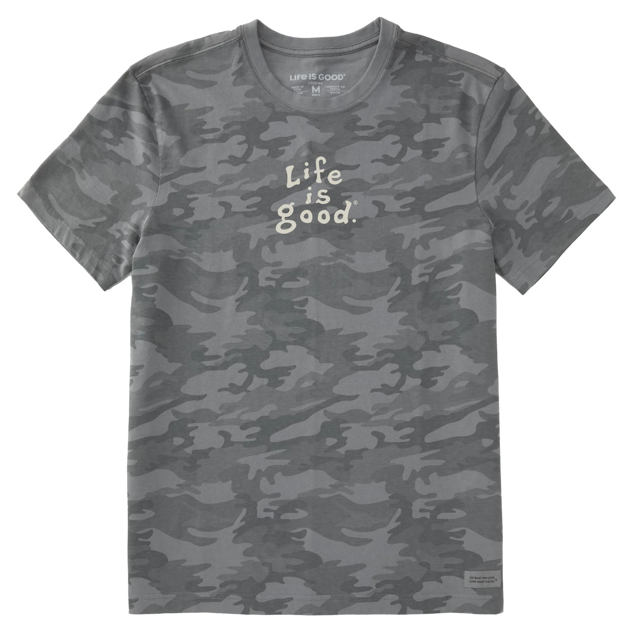 Men's LIG Vintage Wordmark Stacked Short Sleeve Allover Printed Crusher Tee Life is Good