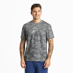 Men's LIG Vintage Wordmark Stacked Short Sleeve Allover Printed Crusher Tee Life is Good