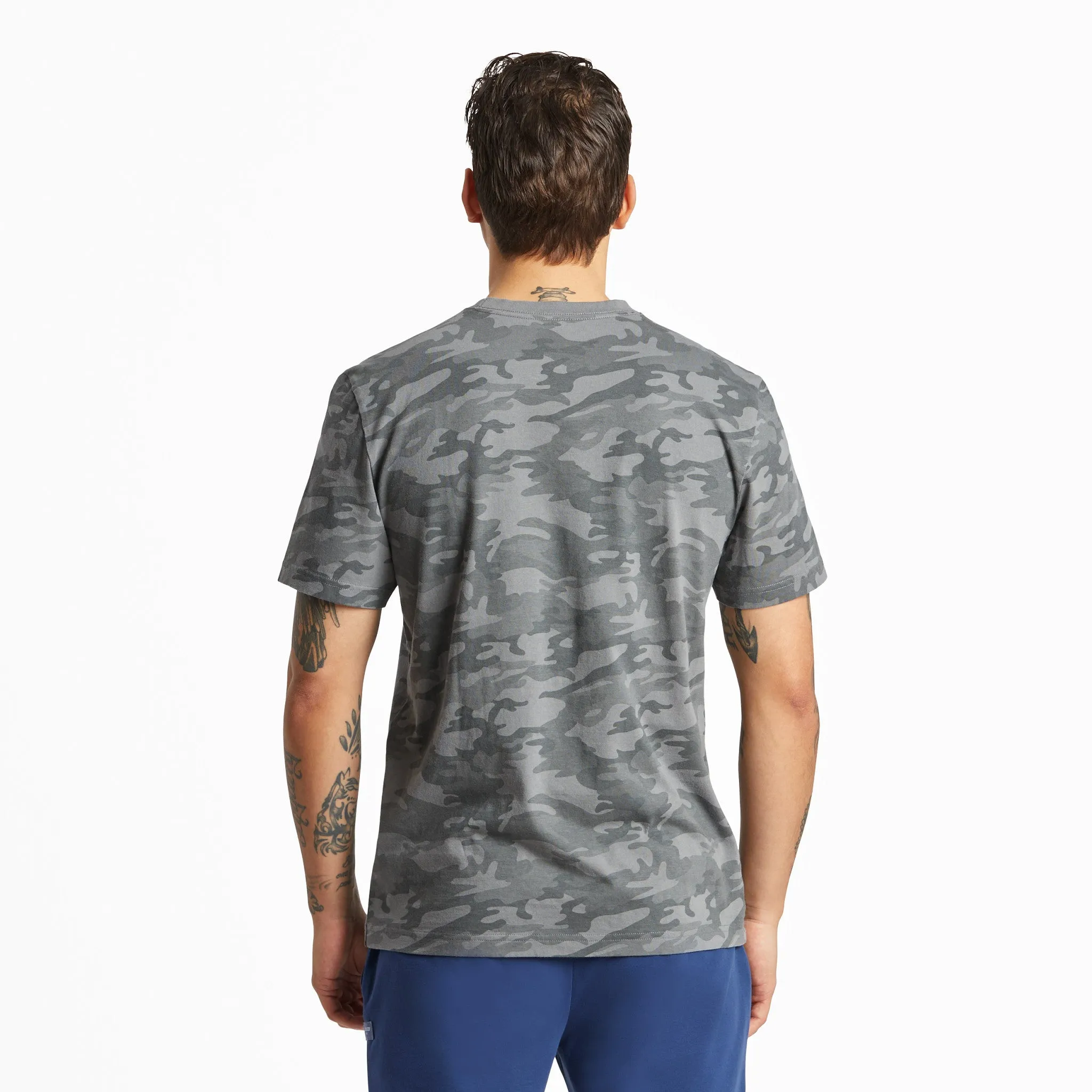 Men's LIG Vintage Wordmark Stacked Short Sleeve Allover Printed Crusher Tee Life is Good