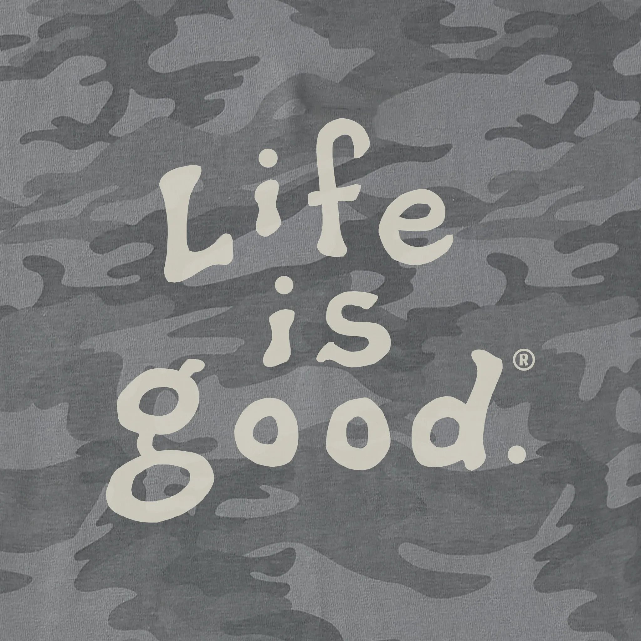 Men's LIG Vintage Wordmark Stacked Short Sleeve Allover Printed Crusher Tee Life is Good