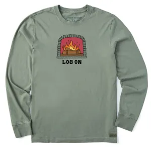 Men's Log On the Fire Long Sleeve Crusher Tee Life is Good