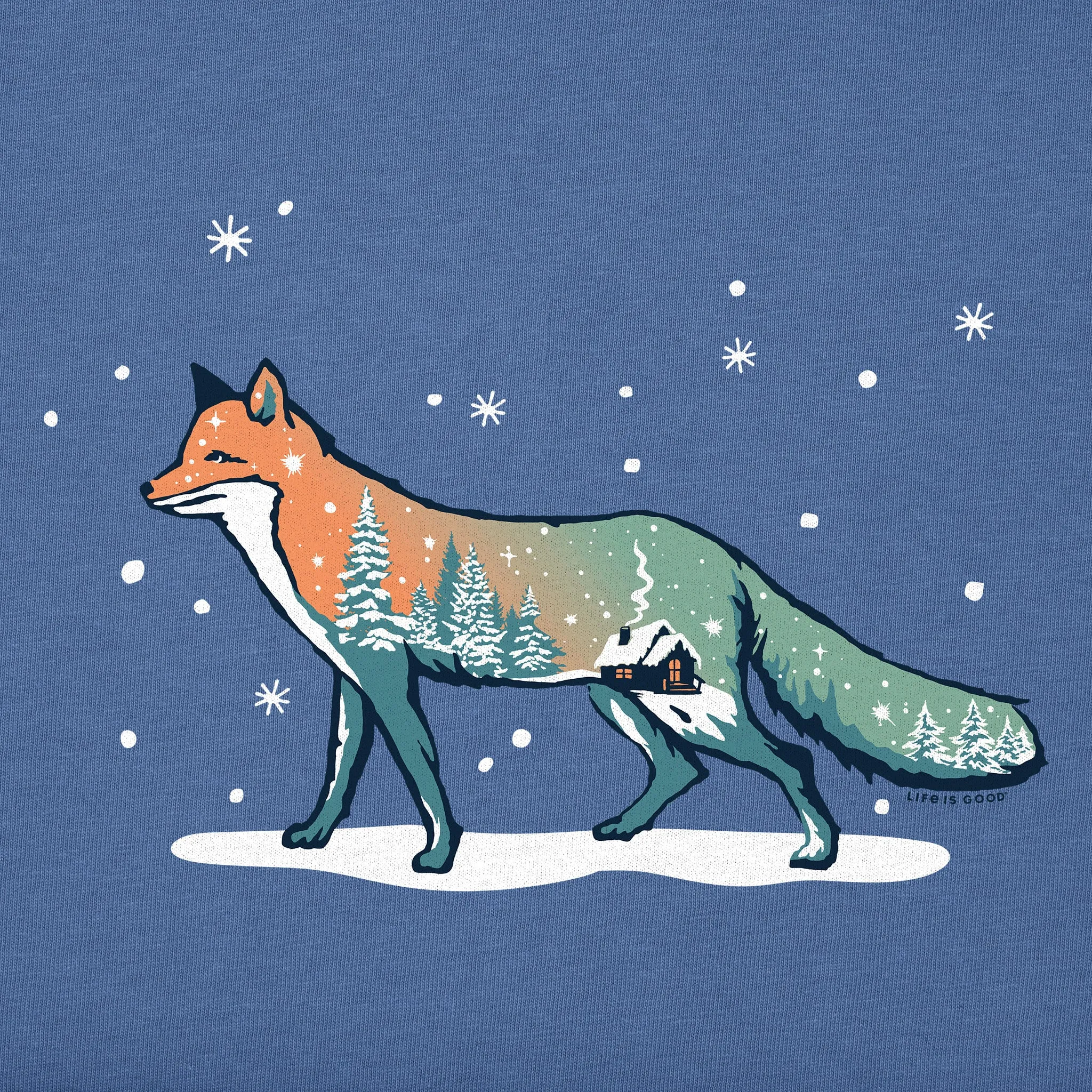 Men's Macro Snow Fox Short Sleeve Crusher Tee Life is Good