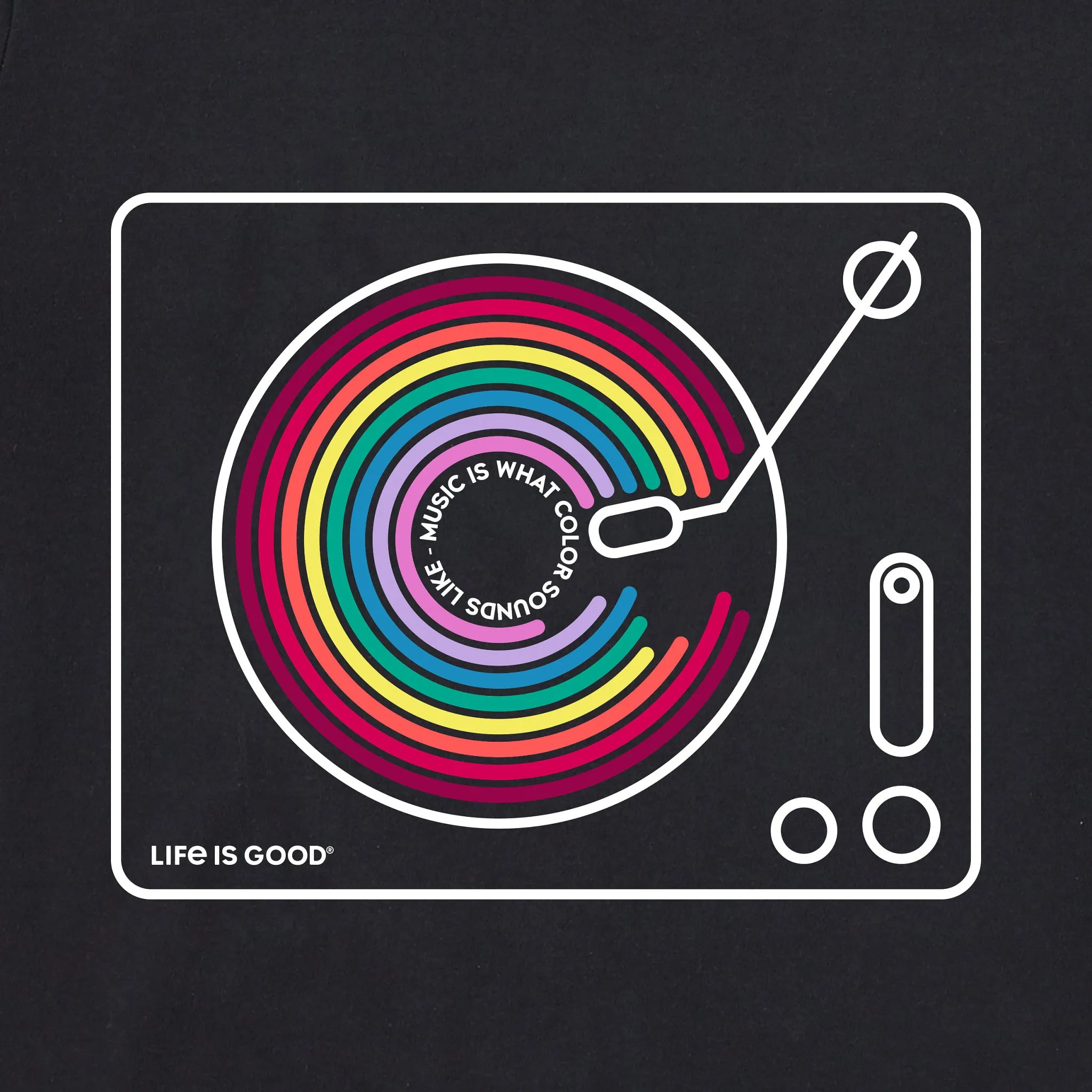 Men's Music Color Turntable Short Sleeve Tee Life is Good