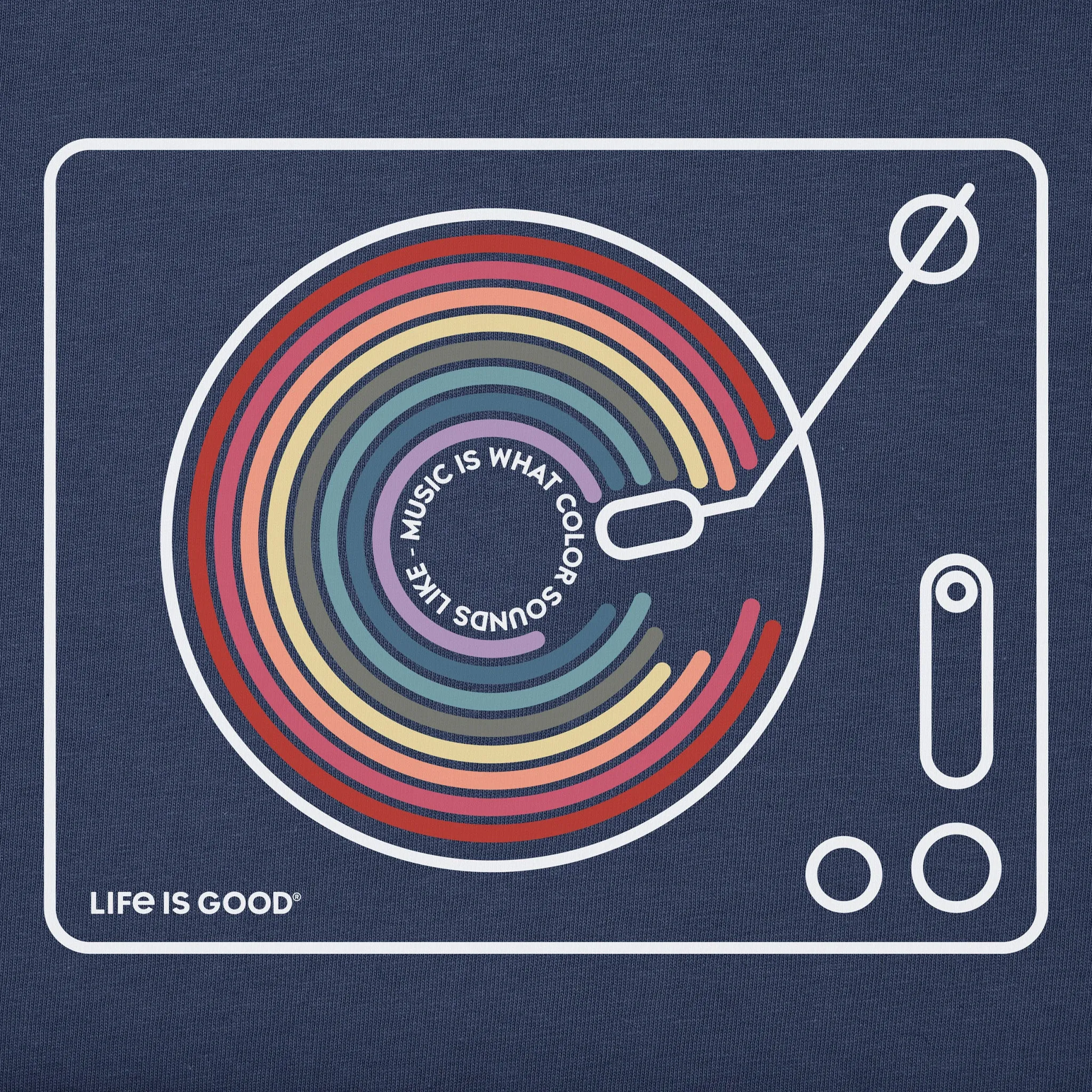 Men's Music Color Turntable Short Sleeve Tee Life is Good