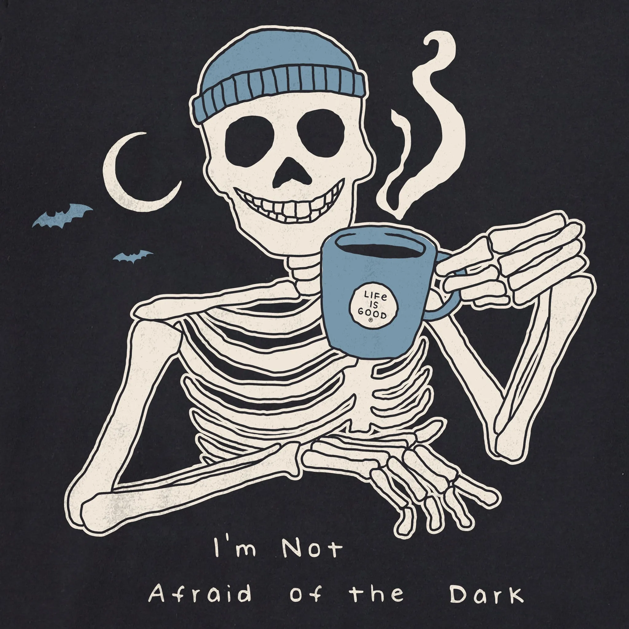 Men's Not Afraid Skeleton Long Sleeve Crusher Tee Life is Good
