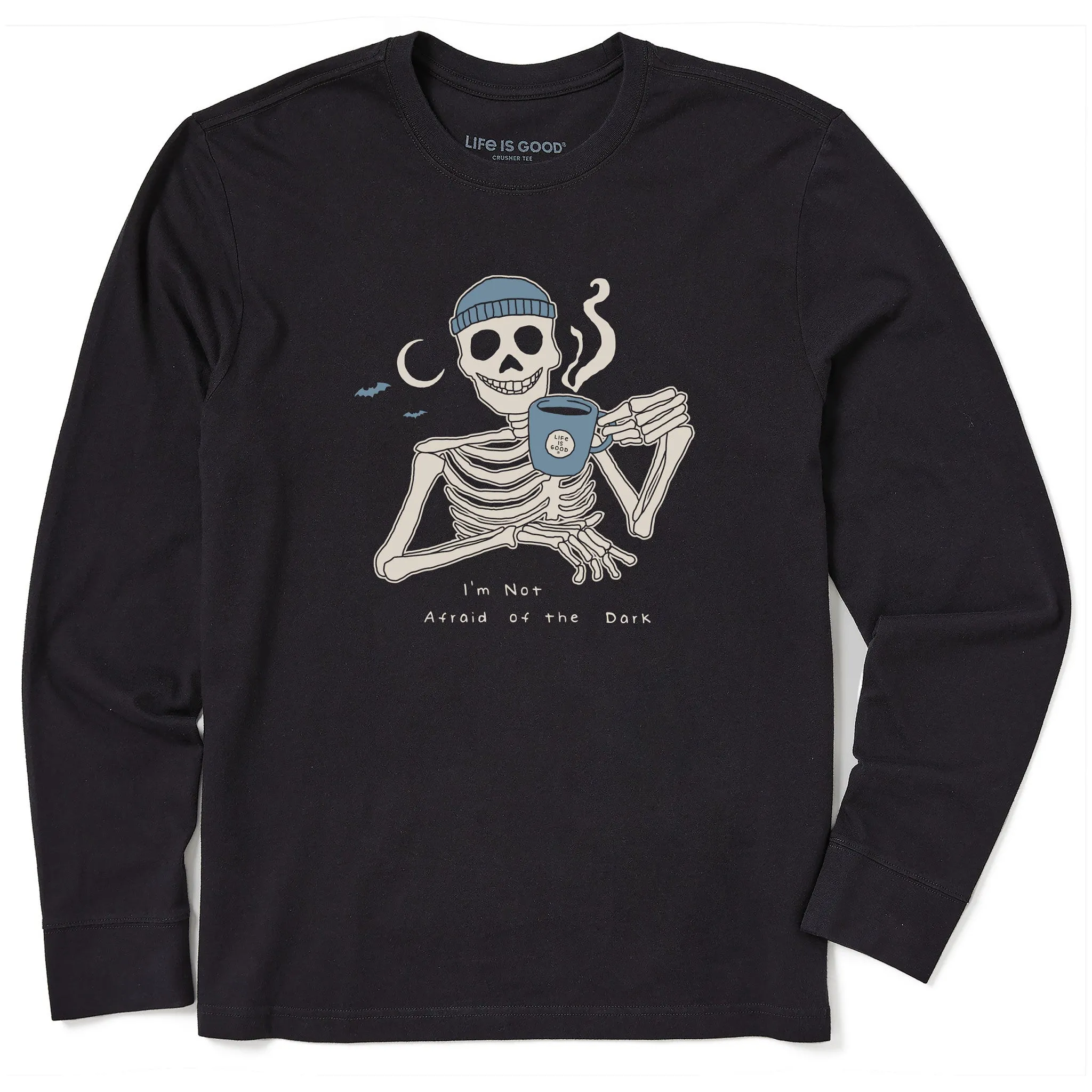 Men's Not Afraid Skeleton Long Sleeve Crusher Tee Life is Good