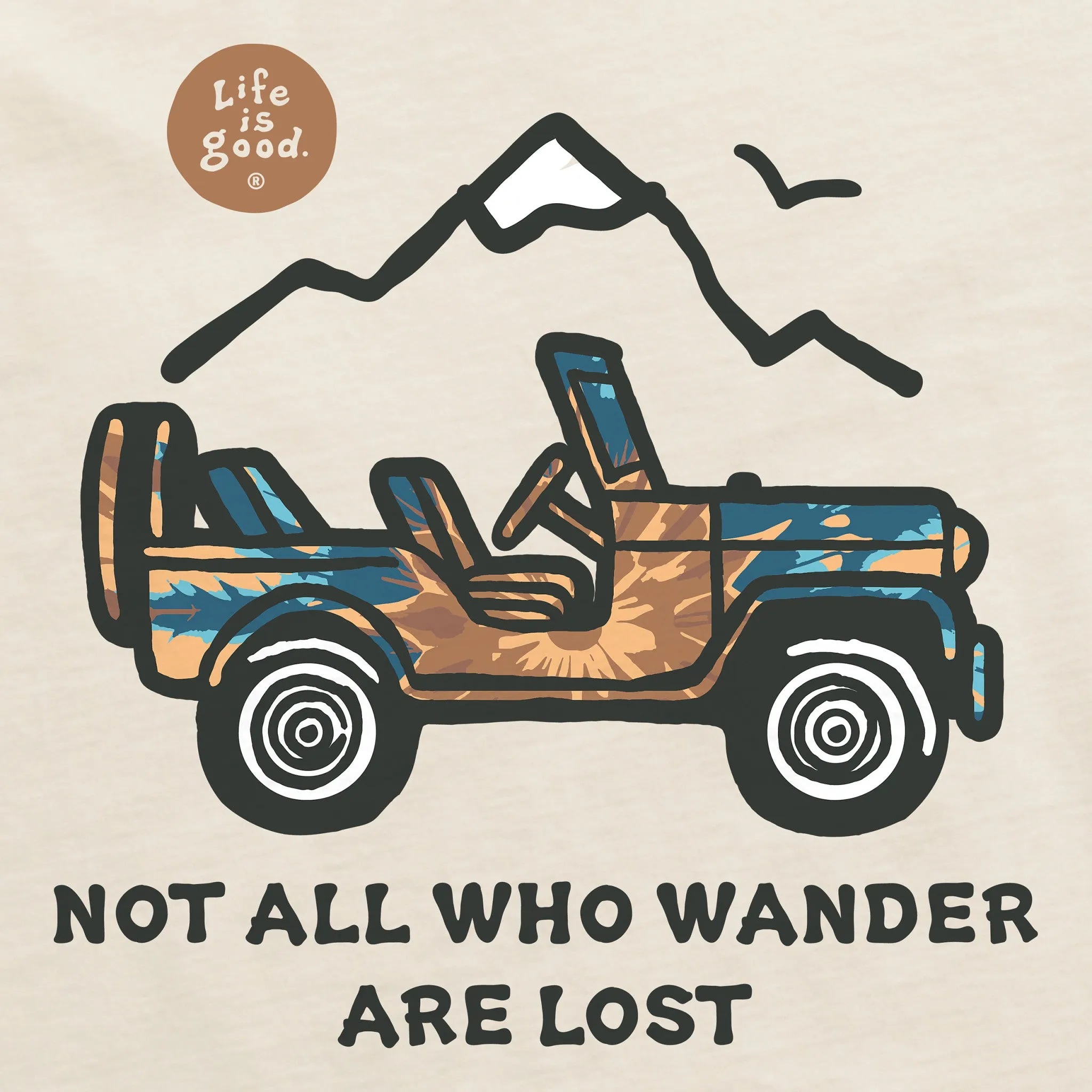 Men's Not All Who Wander Jeep Tie dye Short Sleeve Crusher Tee Life is Good
