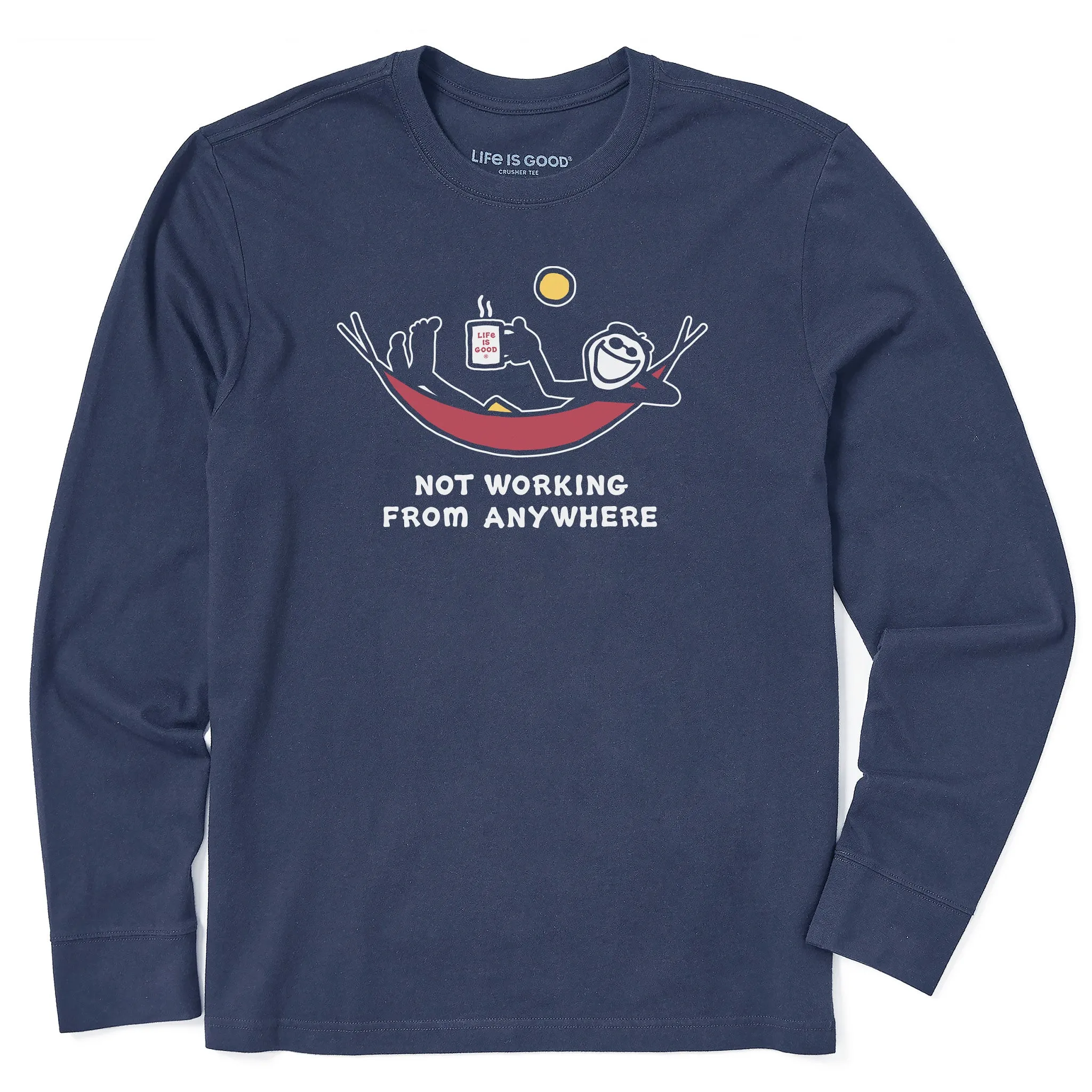 Men's Not Working Hammock Long Sleeve Crusher Tee Life is Good