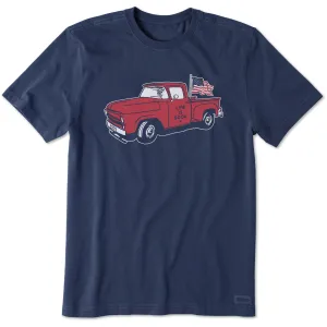 Men's Old Fashioned Patriotic Truck Short Sleeve Tee Life is Good