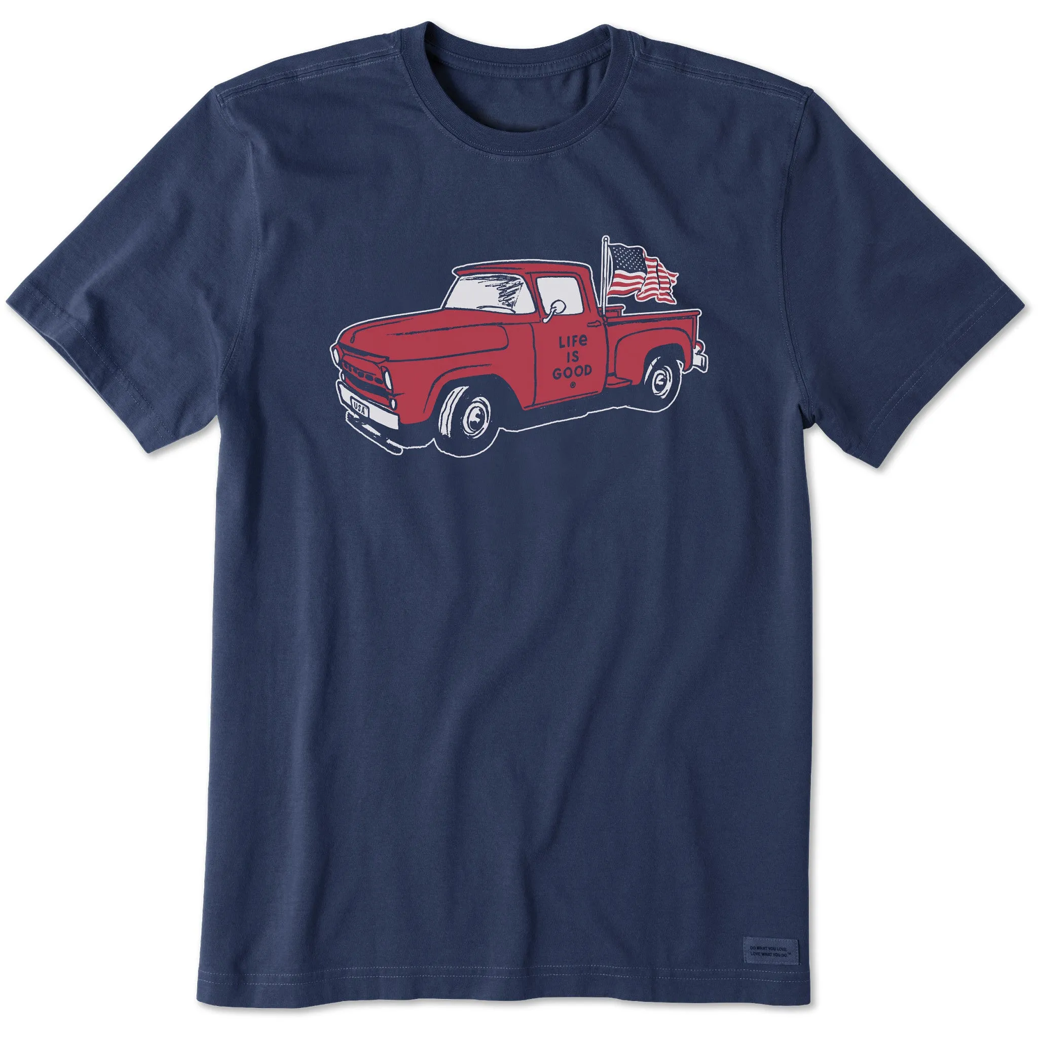 Men's Old Fashioned Patriotic Truck Short Sleeve Tee Life is Good