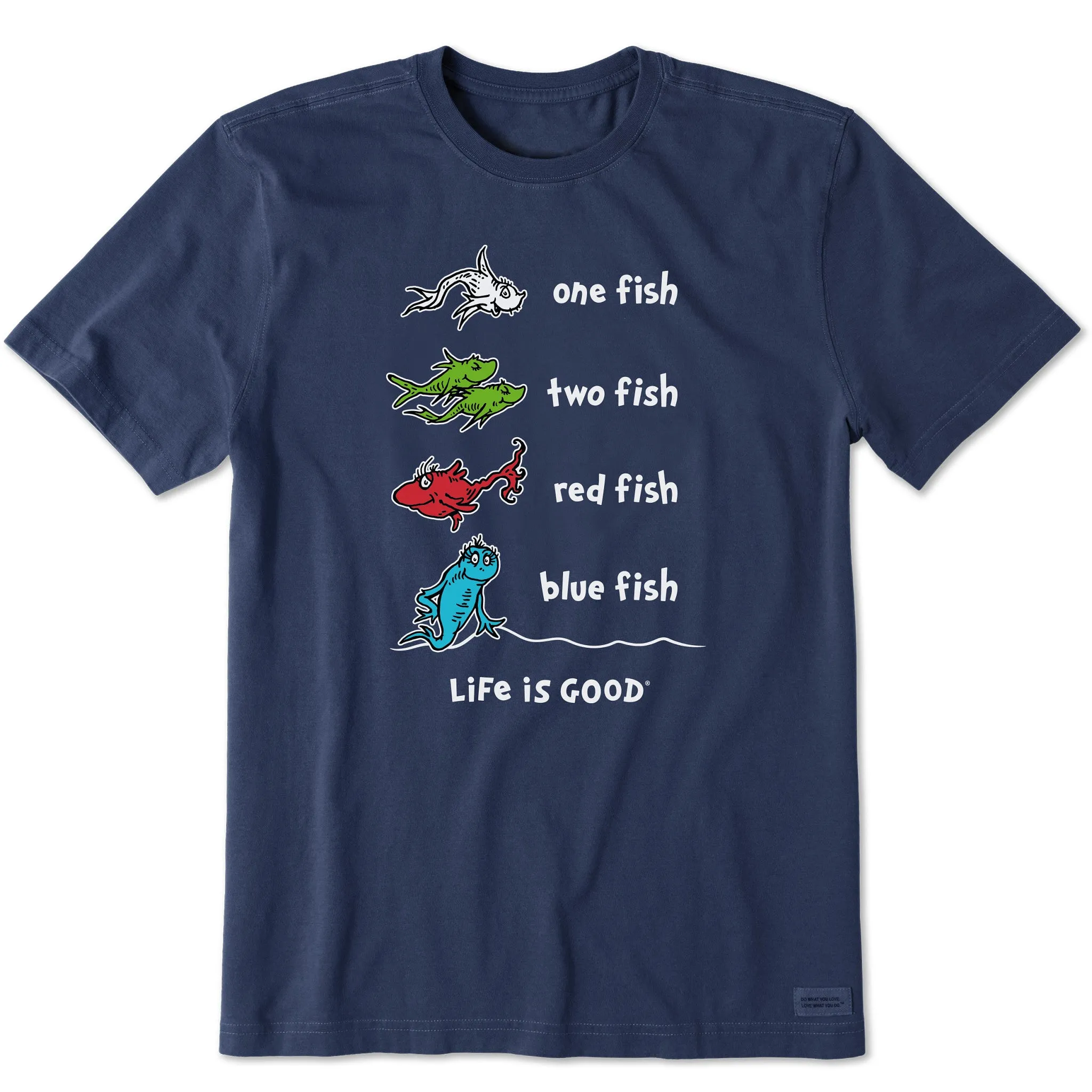 Men's One Fish Two Fish Book Cover Short Sleeve Tee Life is Good