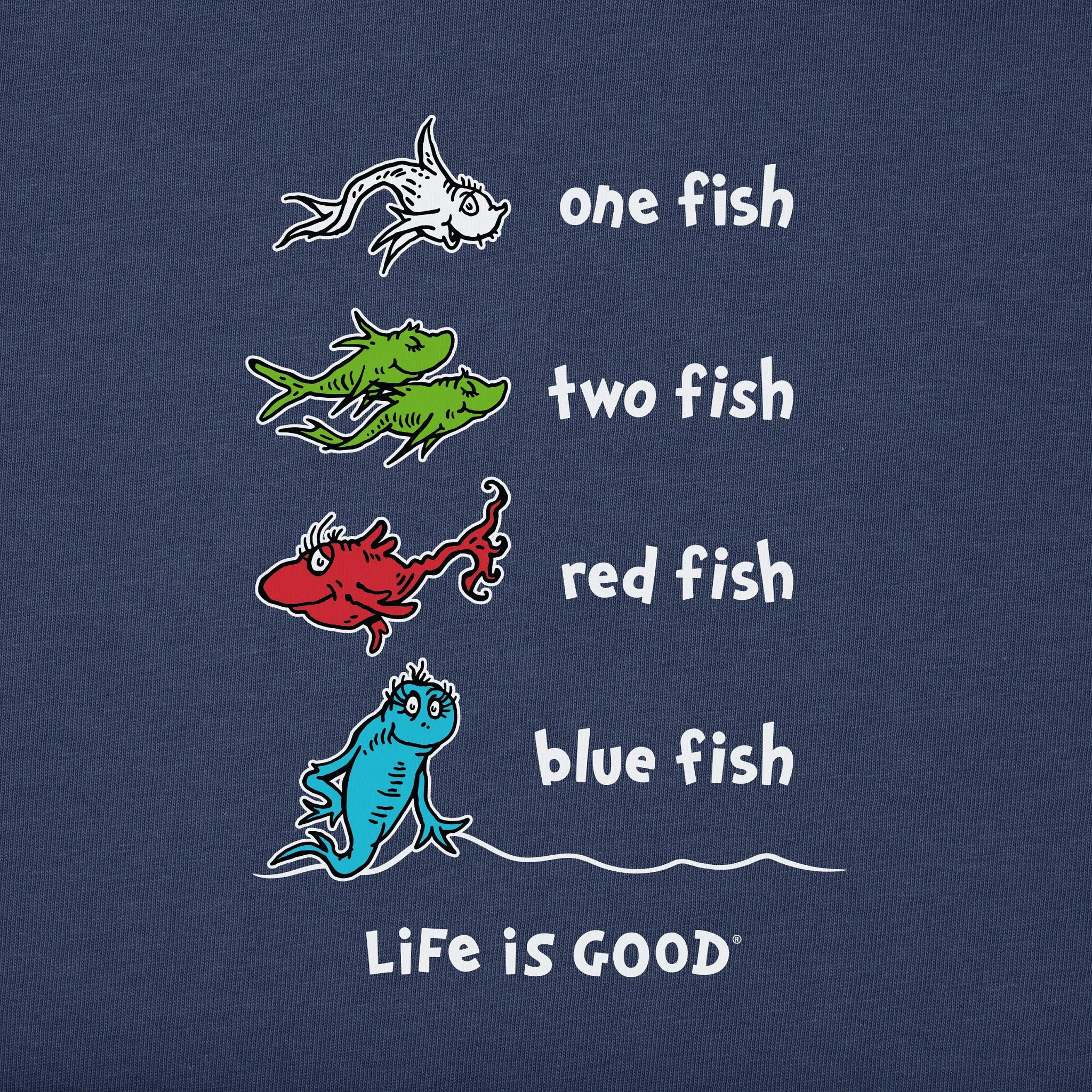 Men's One Fish Two Fish Book Cover Short Sleeve Tee Life is Good