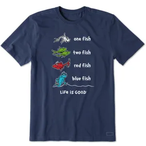 Men's One Fish Two Fish Book Cover Short Sleeve Tee Life is Good