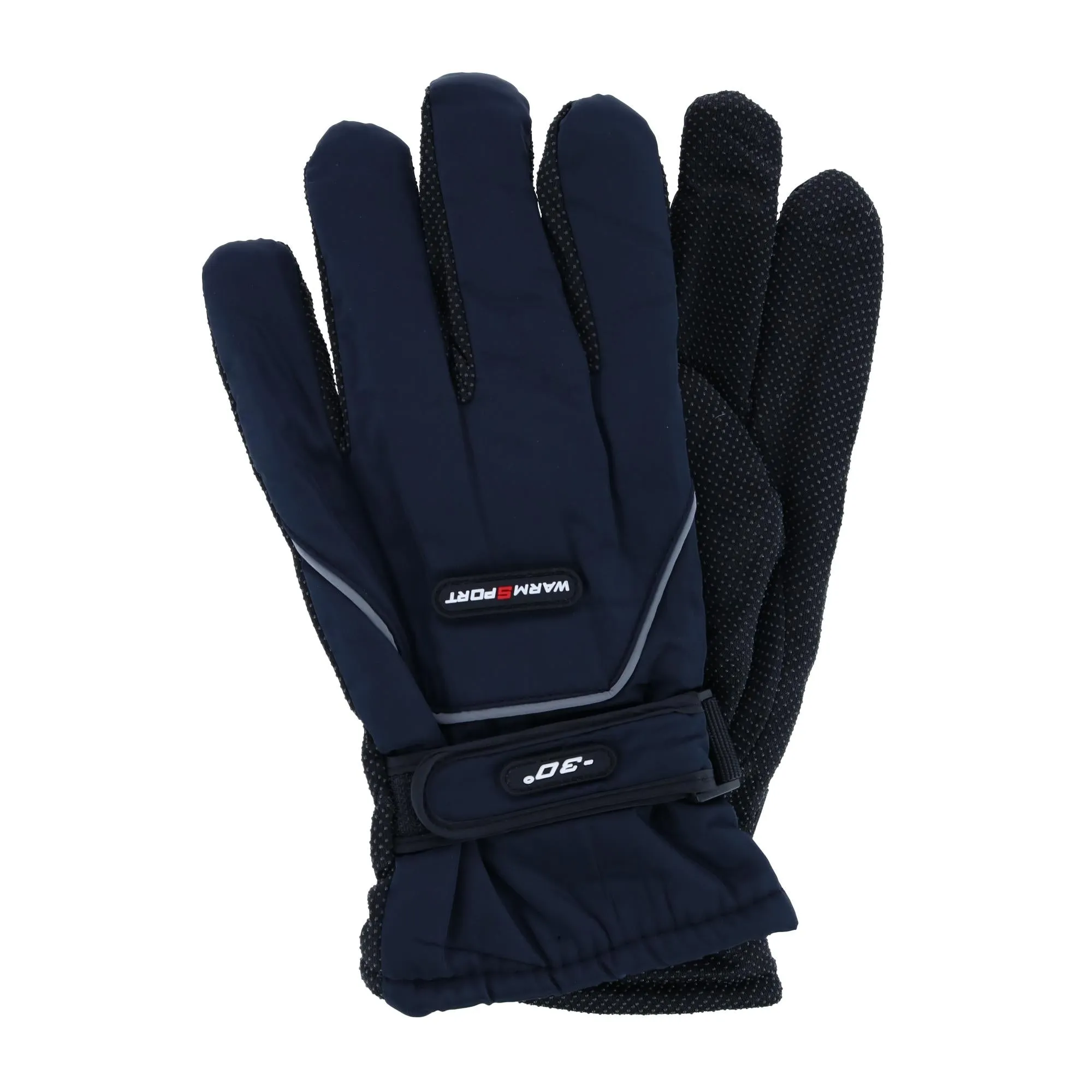 Men's One Size Microfiber Winter Ski Gloves with Wrist Strap