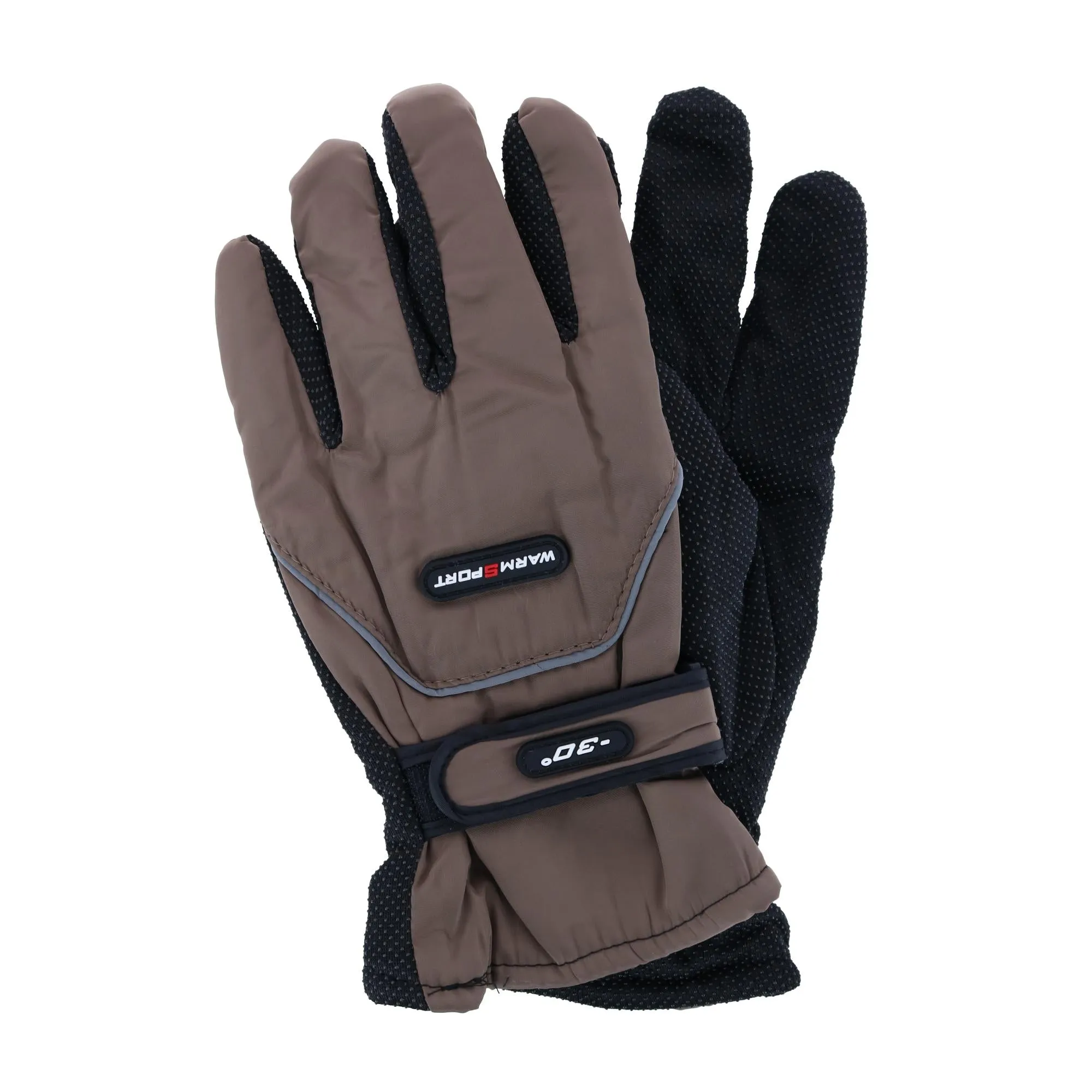 Men's One Size Microfiber Winter Ski Gloves with Wrist Strap