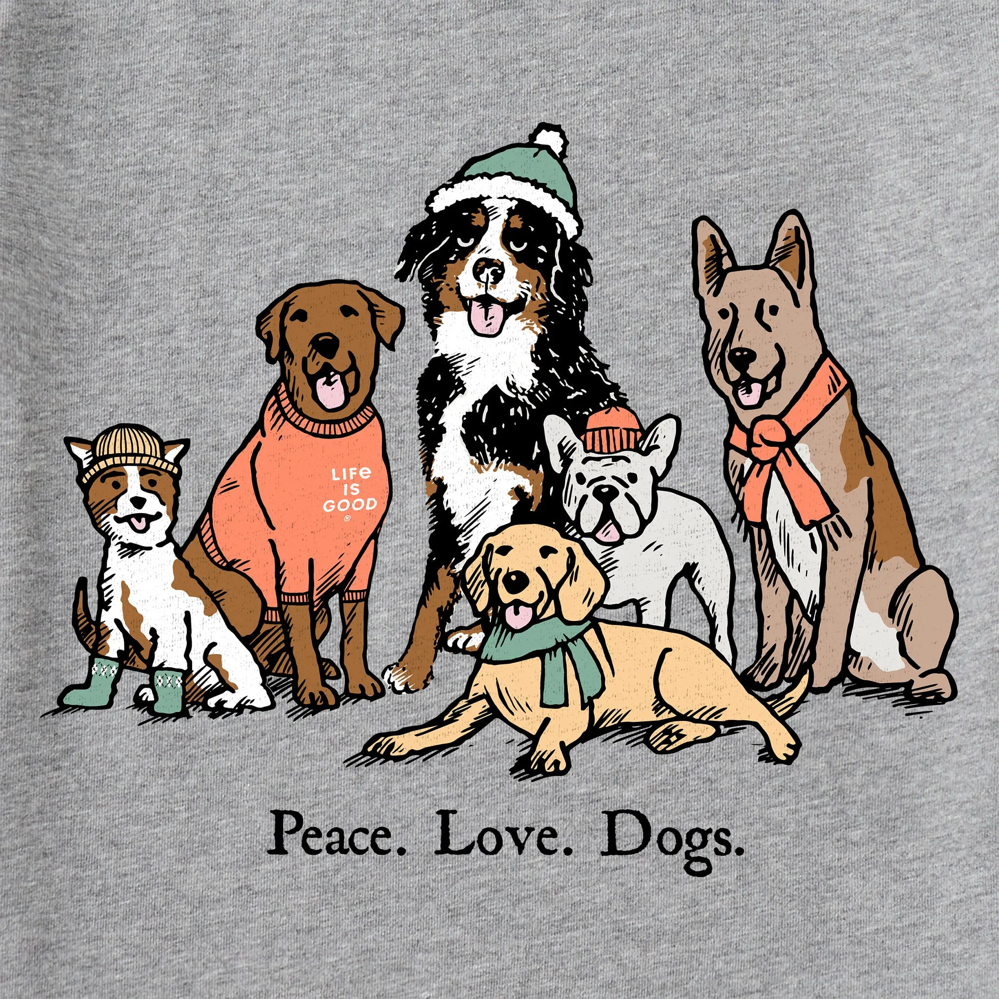 Men's Peace Love Dogs Winter Long Sleeve Crusher Tee Life is Good