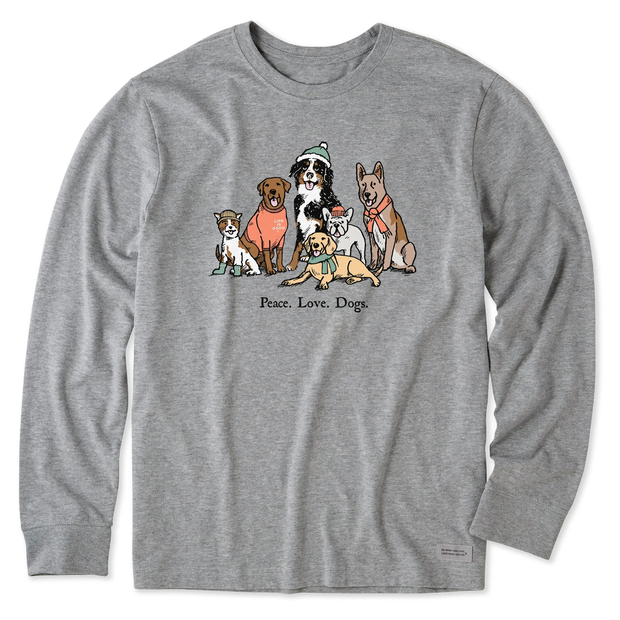 Men's Peace Love Dogs Winter Long Sleeve Crusher Tee Life is Good