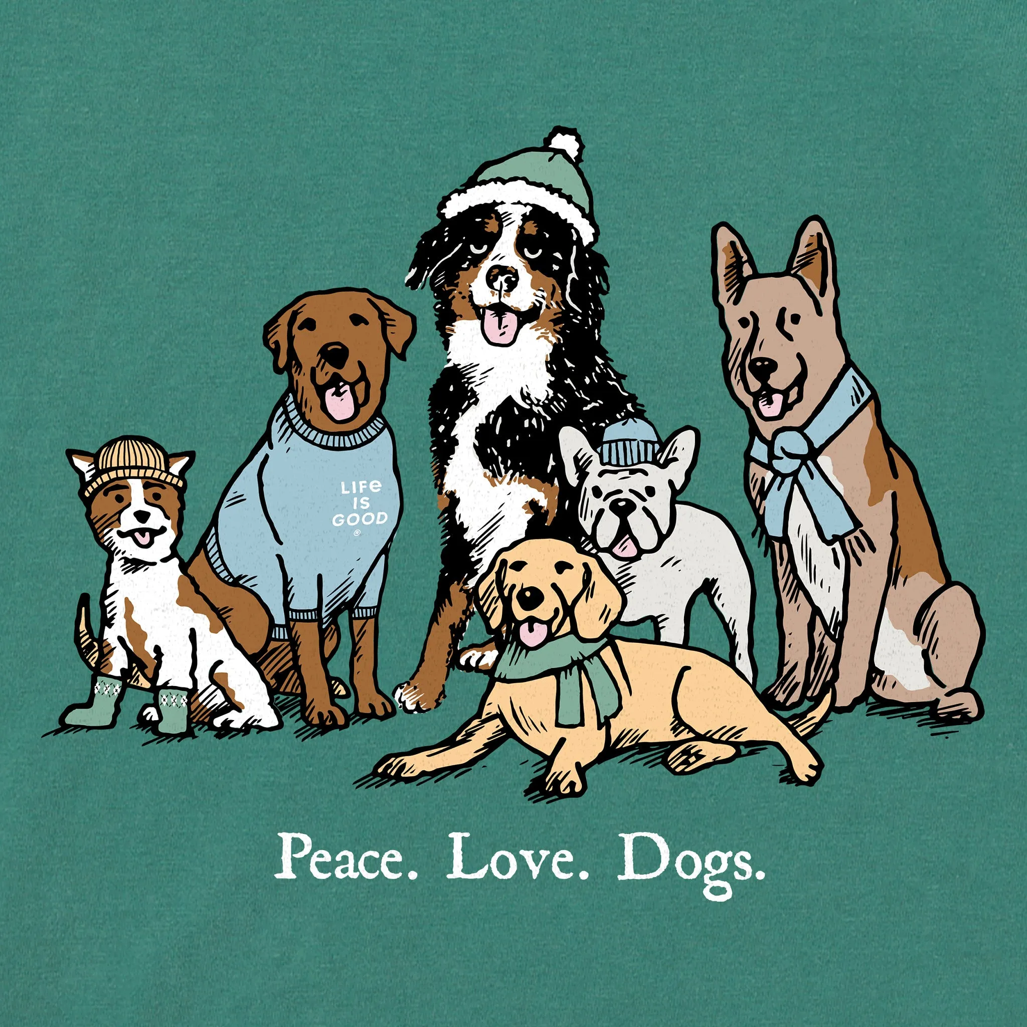 Men's Peace Love Dogs Winter Long Sleeve Crusher Tee Life is Good