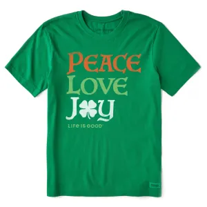 Men's Peace Love Joy Clover Traditional Short Sleeve Crusher Tee Life is Good