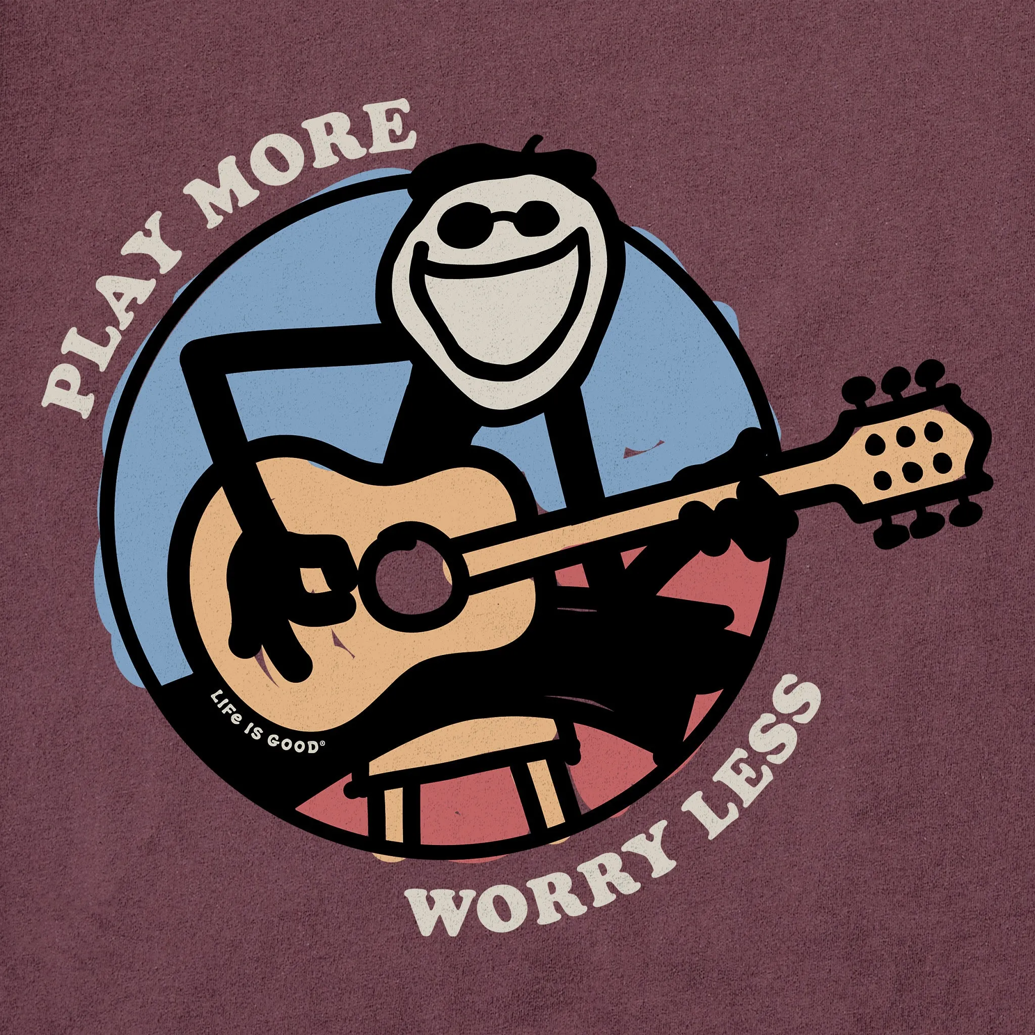 Men's Play More Worry Less Jake Guitar Short Sleeve  Tee Life is Good