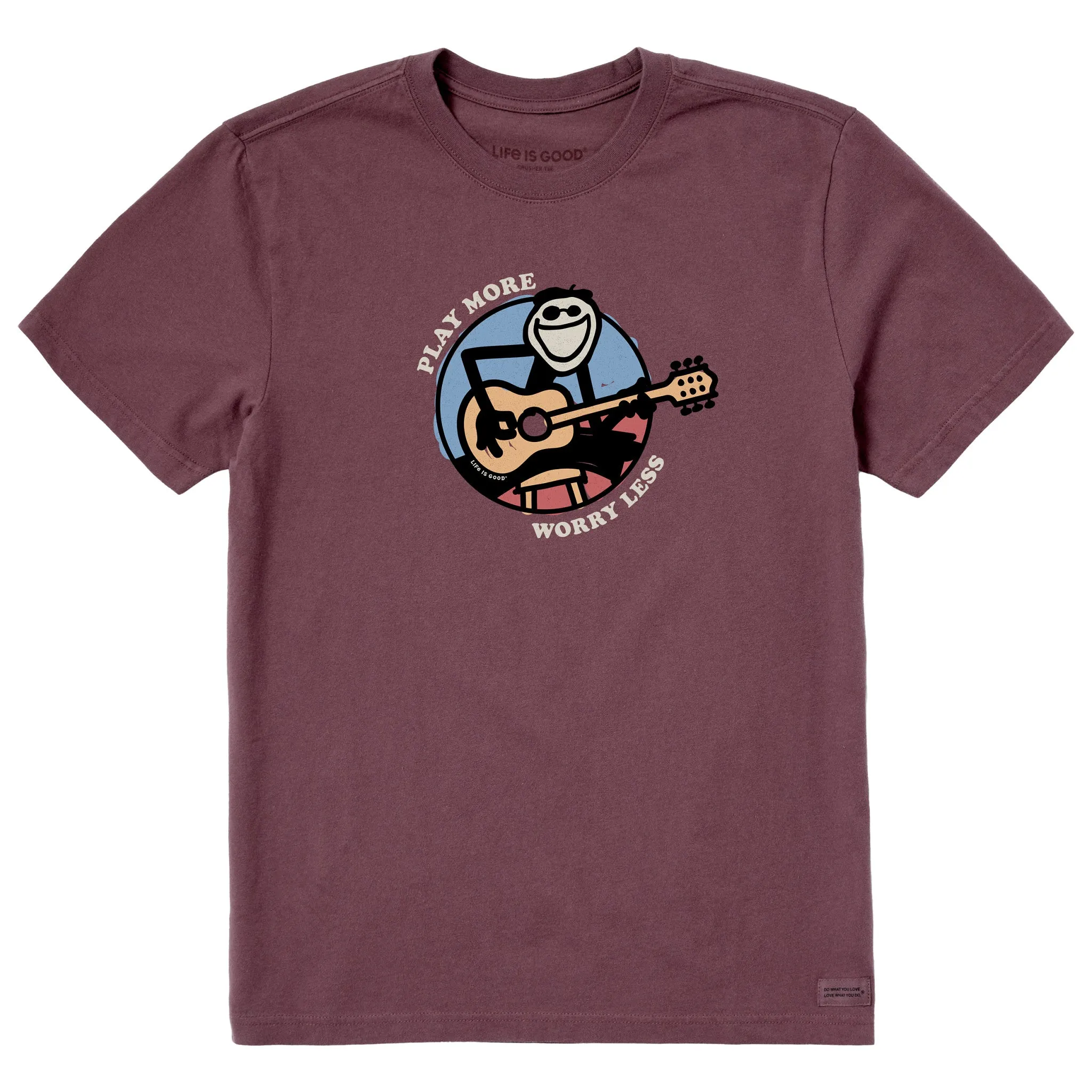 Men's Play More Worry Less Jake Guitar Short Sleeve  Tee Life is Good
