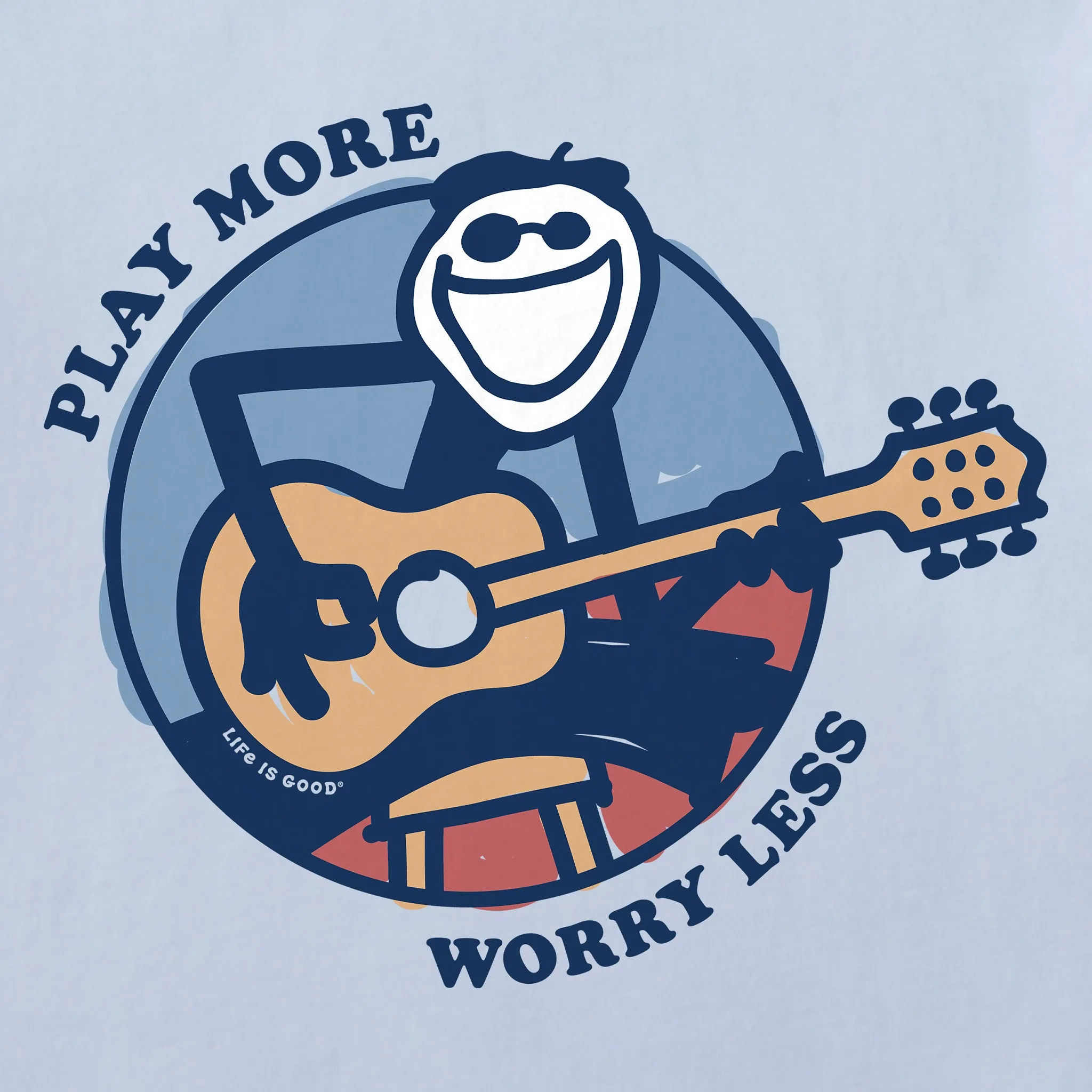 Men's Play More Worry Less Jake Guitar Short Sleeve  Tee Life is Good
